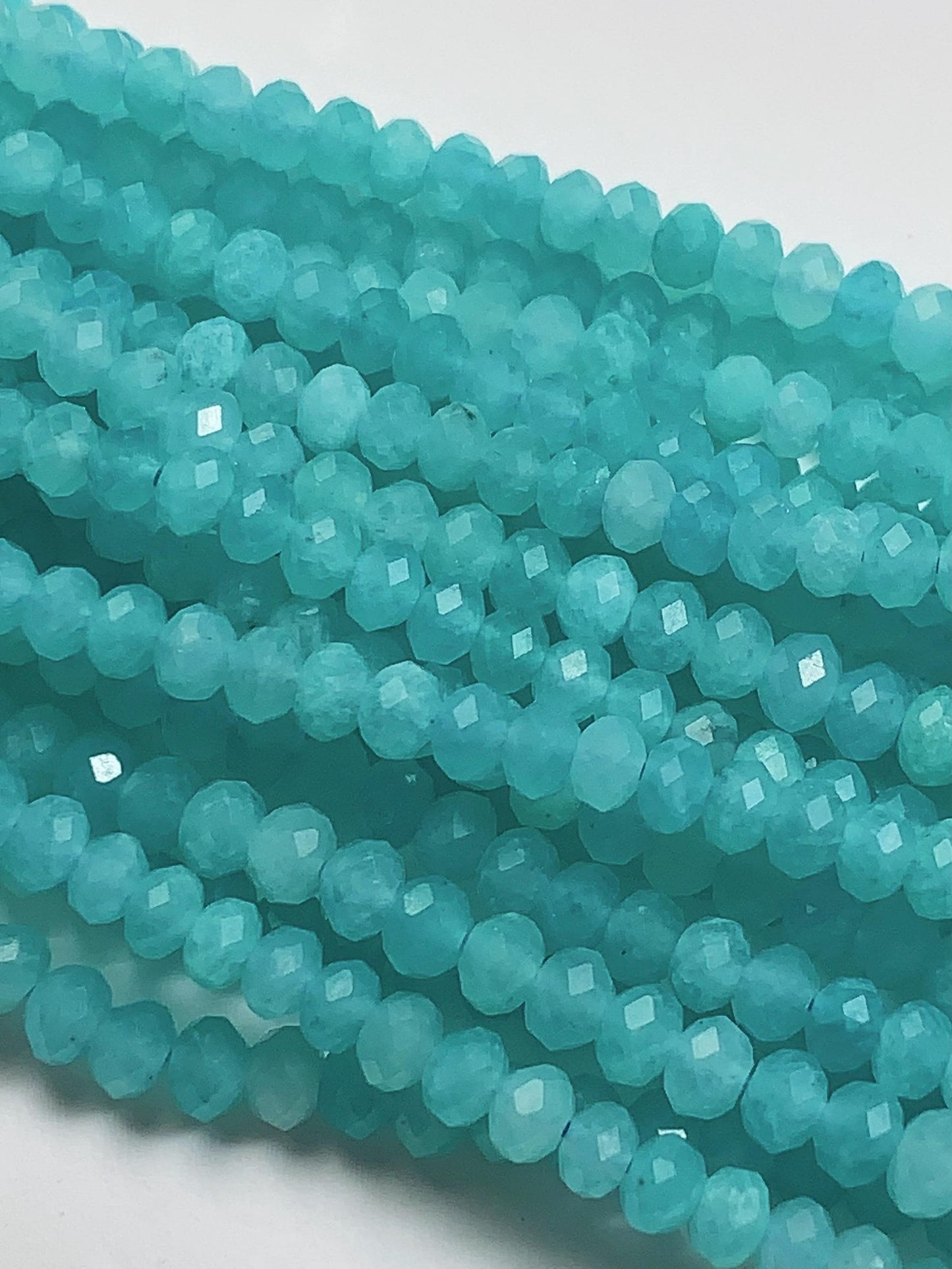 AAA Blue Amazonite Faceted Rondelle Beads - 15.5" Strand