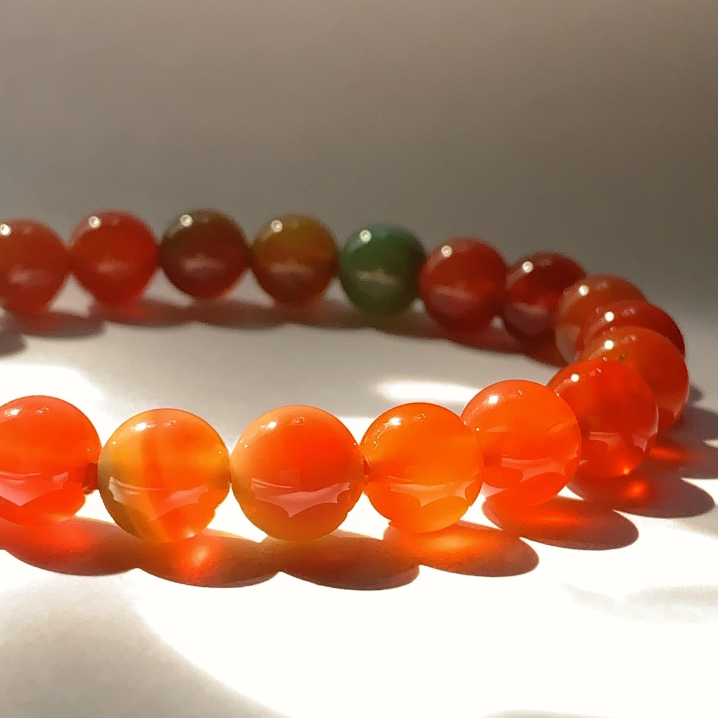 Red Agate Stretch Bracelet: AAA Grade Gemstone, Handmade in USA