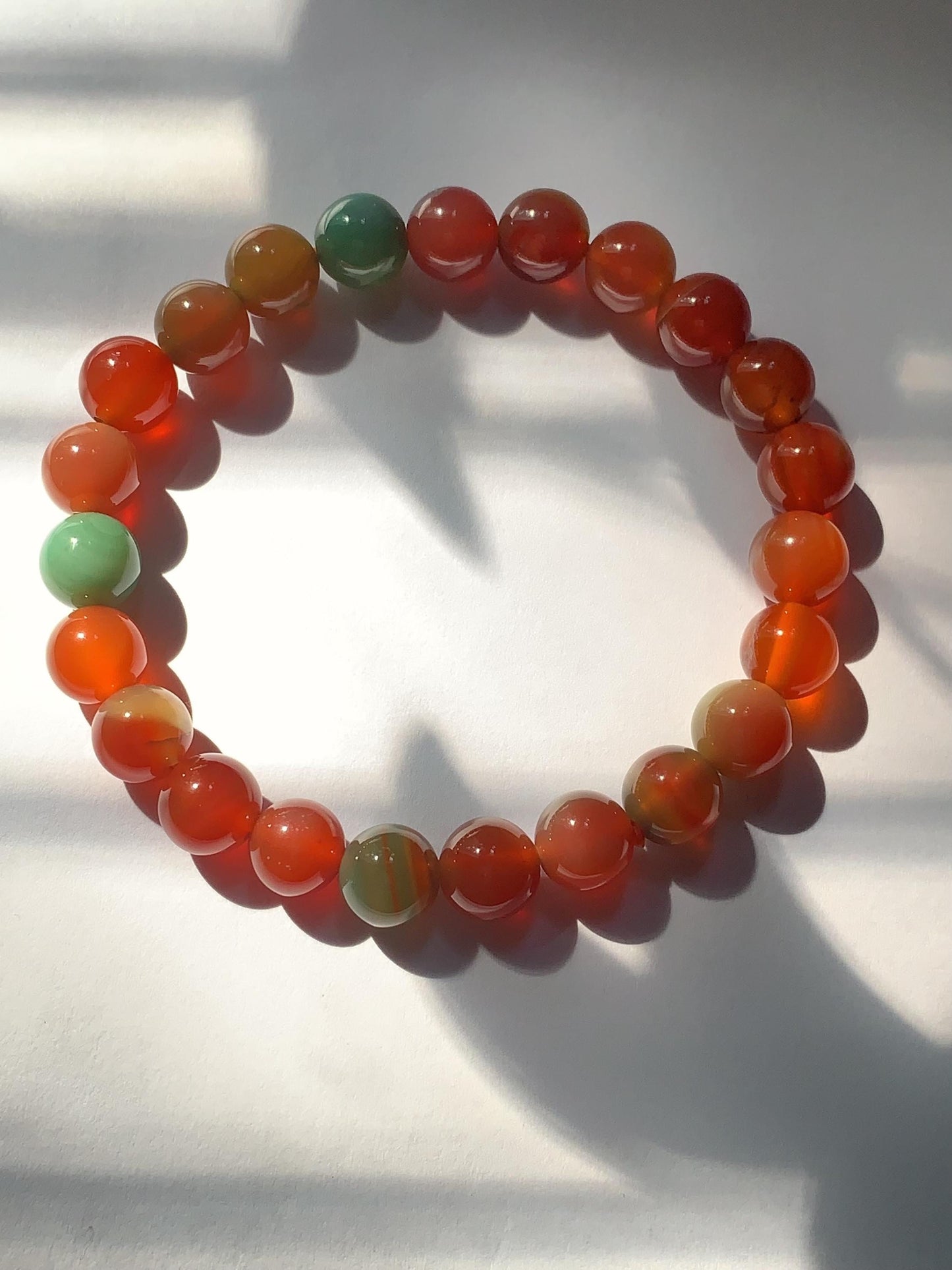 Red Agate Stretch Bracelet: AAA Grade Gemstone, Handmade in USA