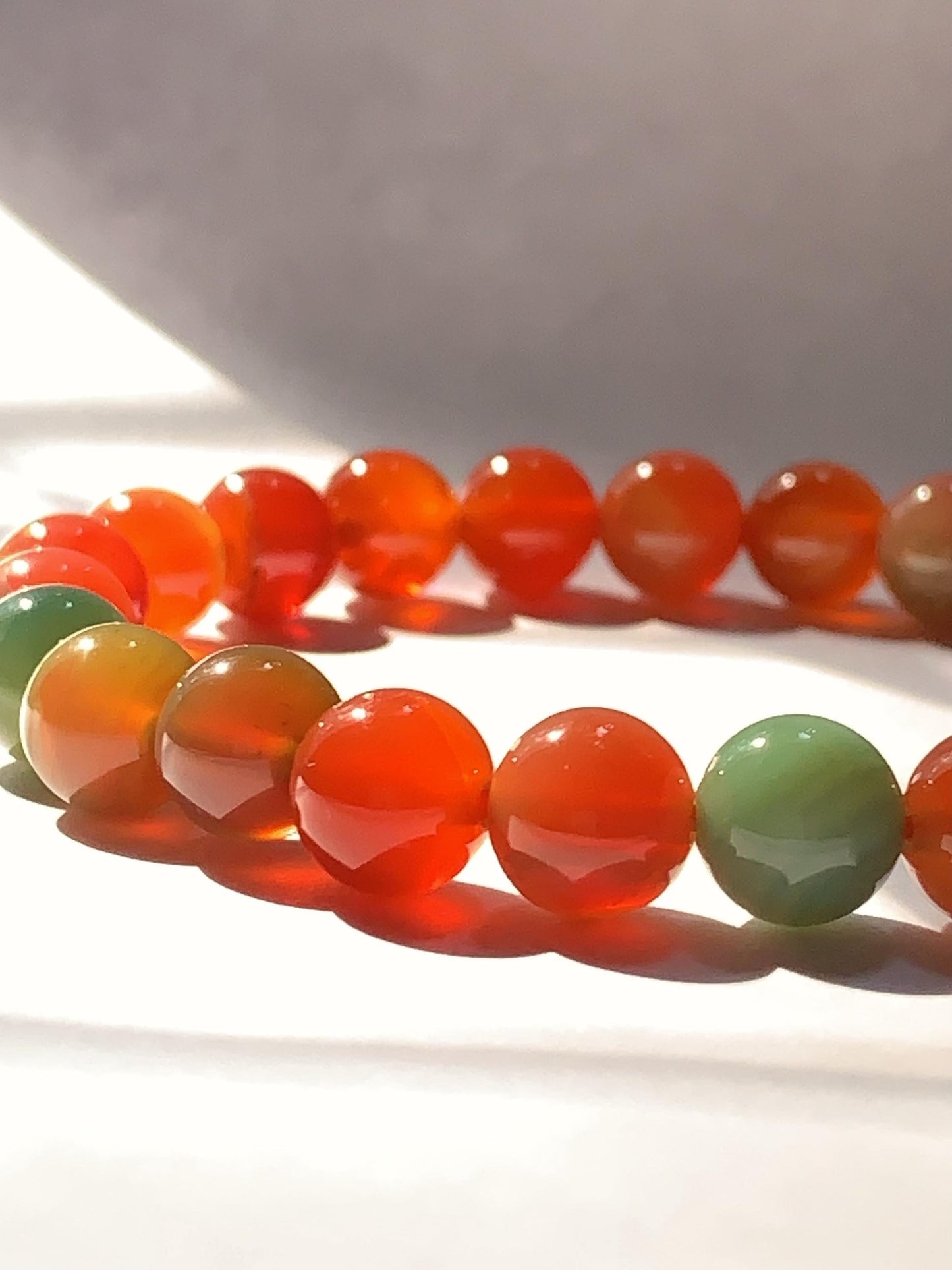 Red Agate Stretch Bracelet: AAA Grade Gemstone, Handmade in USA