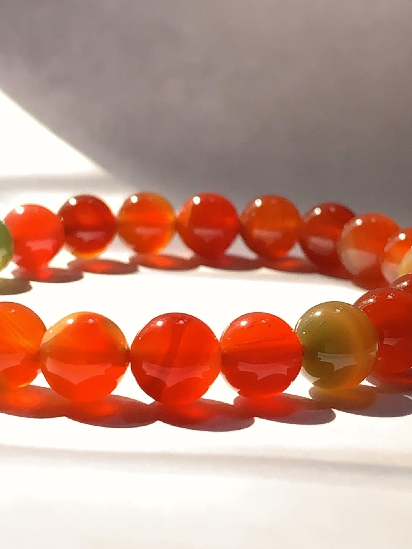Red Agate Stretch Bracelet: AAA Grade Gemstone, Handmade in USA