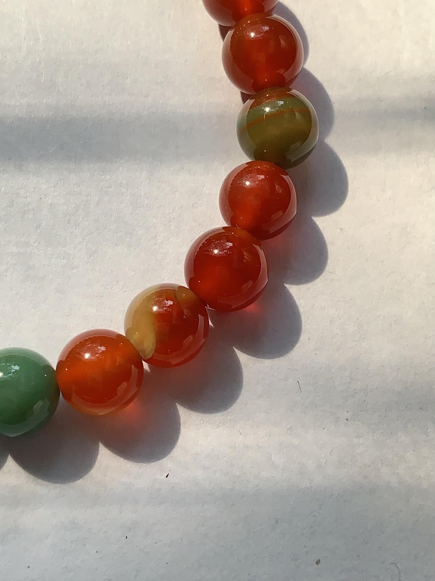 Red Agate Stretch Bracelet: AAA Grade Gemstone, Handmade in USA