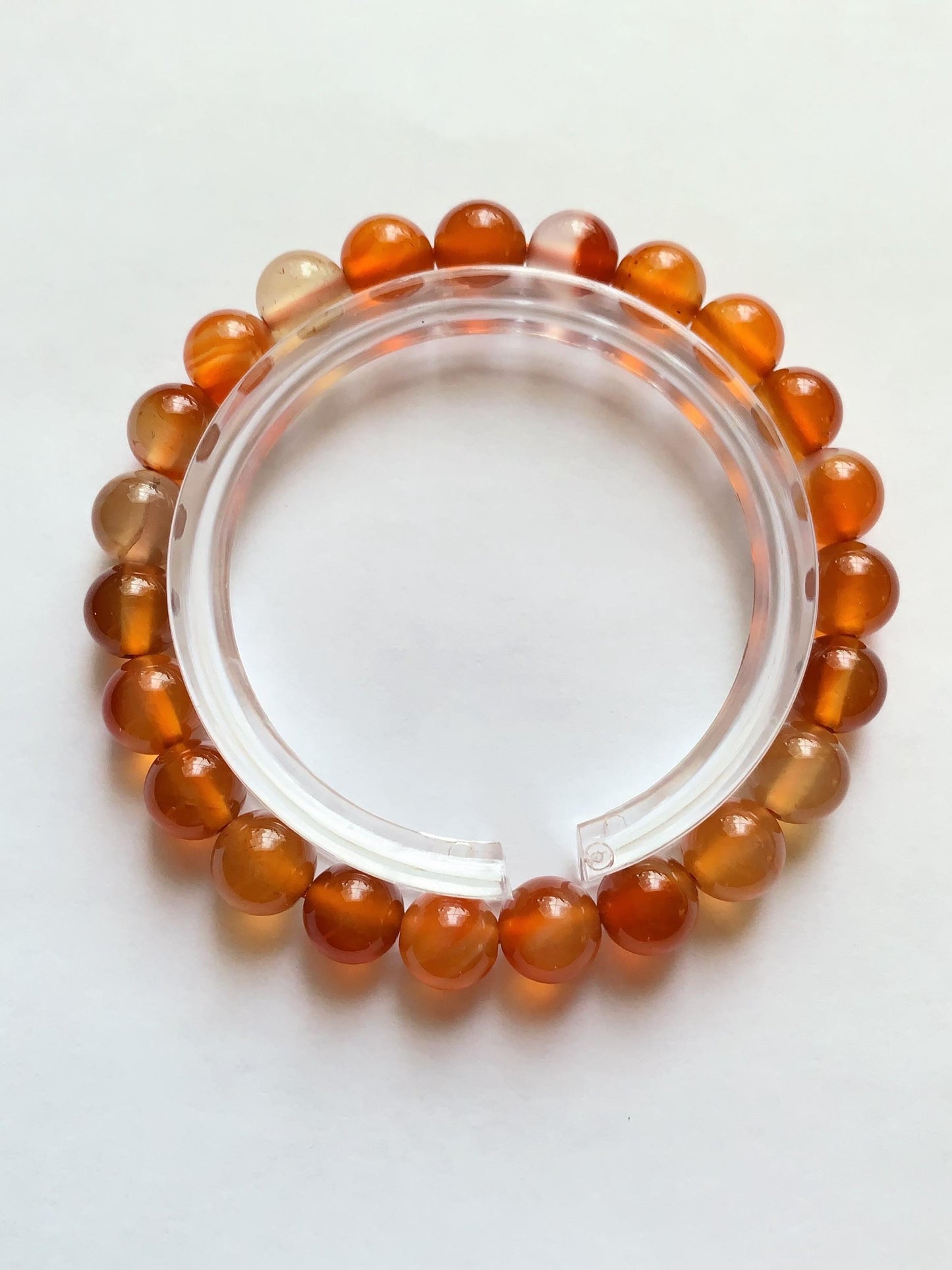 Orange Agate Stretch Bracelet: AAA Grade Gemstone, Handmade in USA