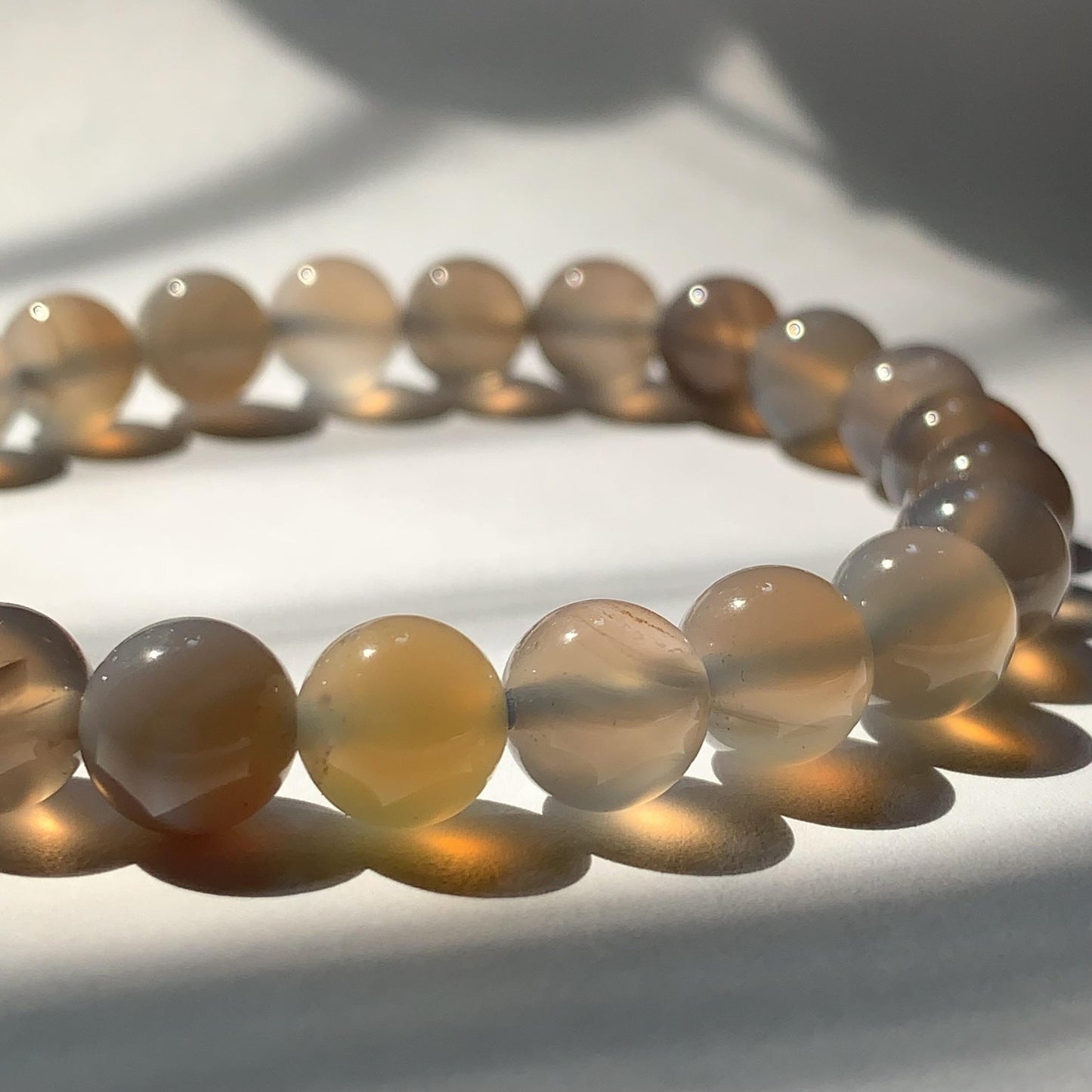 AAA Transparent Gray Agate Stretch Bracelet:  Gemstone, Handmade in USA