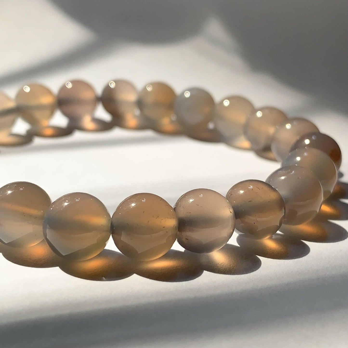 AAA Transparent Gray Agate Stretch Bracelet:  Gemstone, Handmade in USA