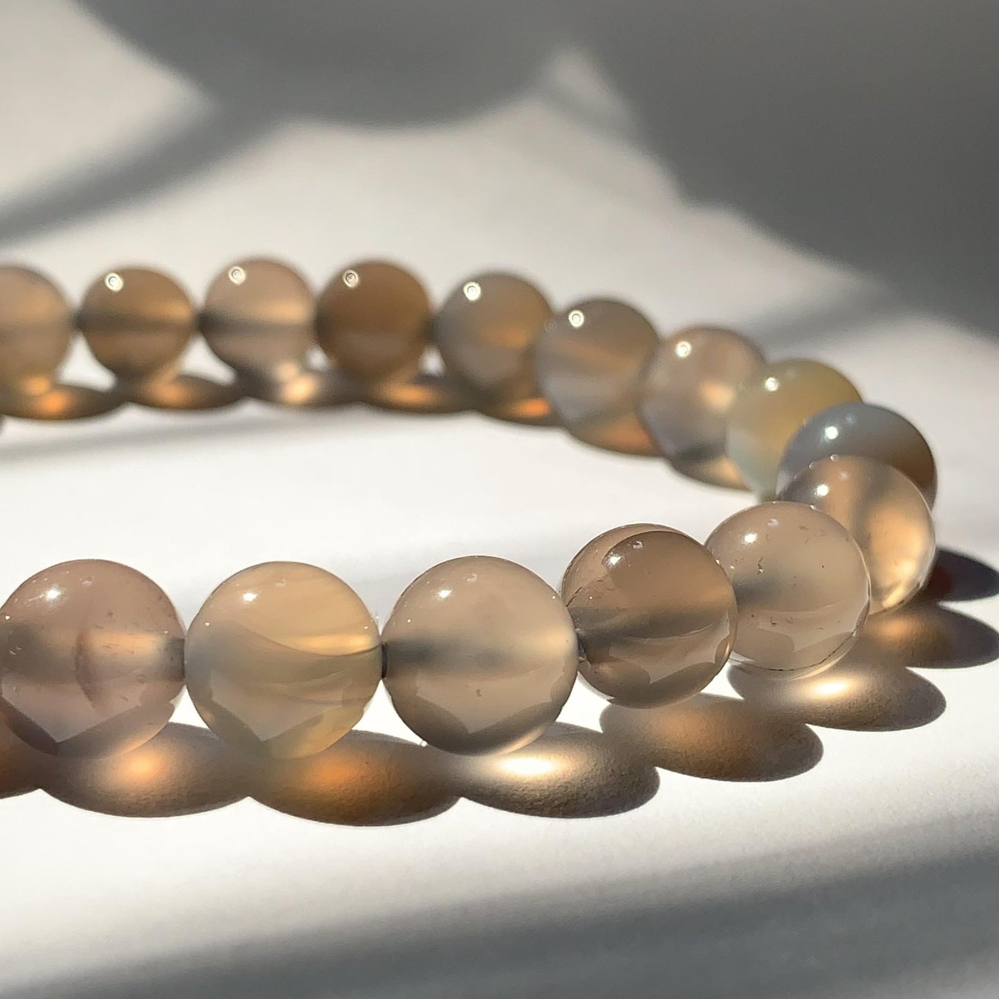 AAA Transparent Gray Agate Stretch Bracelet:  Gemstone, Handmade in USA