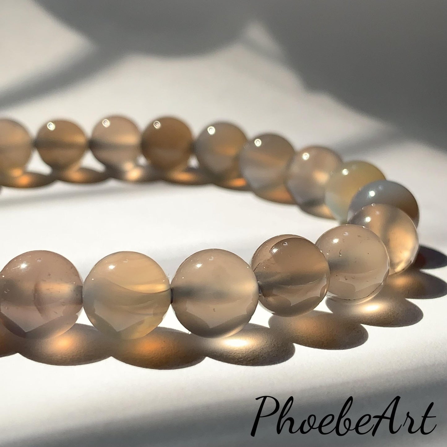AAA Transparent Gray Agate Stretch Bracelet:  Gemstone, Handmade in USA