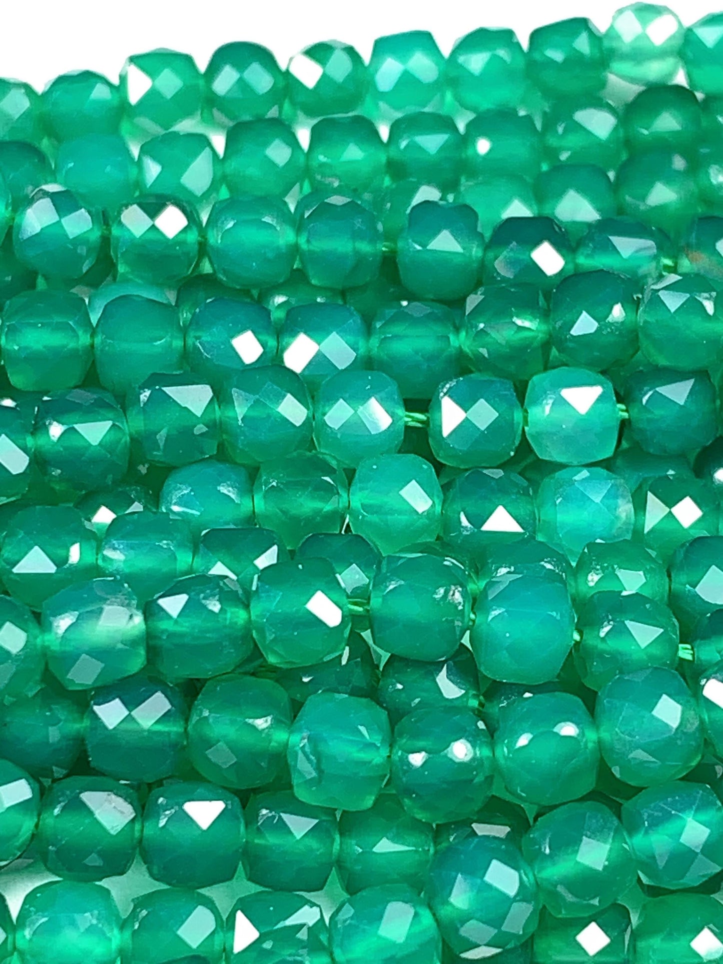 4.5mm + Very Good Quality Natural green Agate Cube Square Beads 15.5" Strand