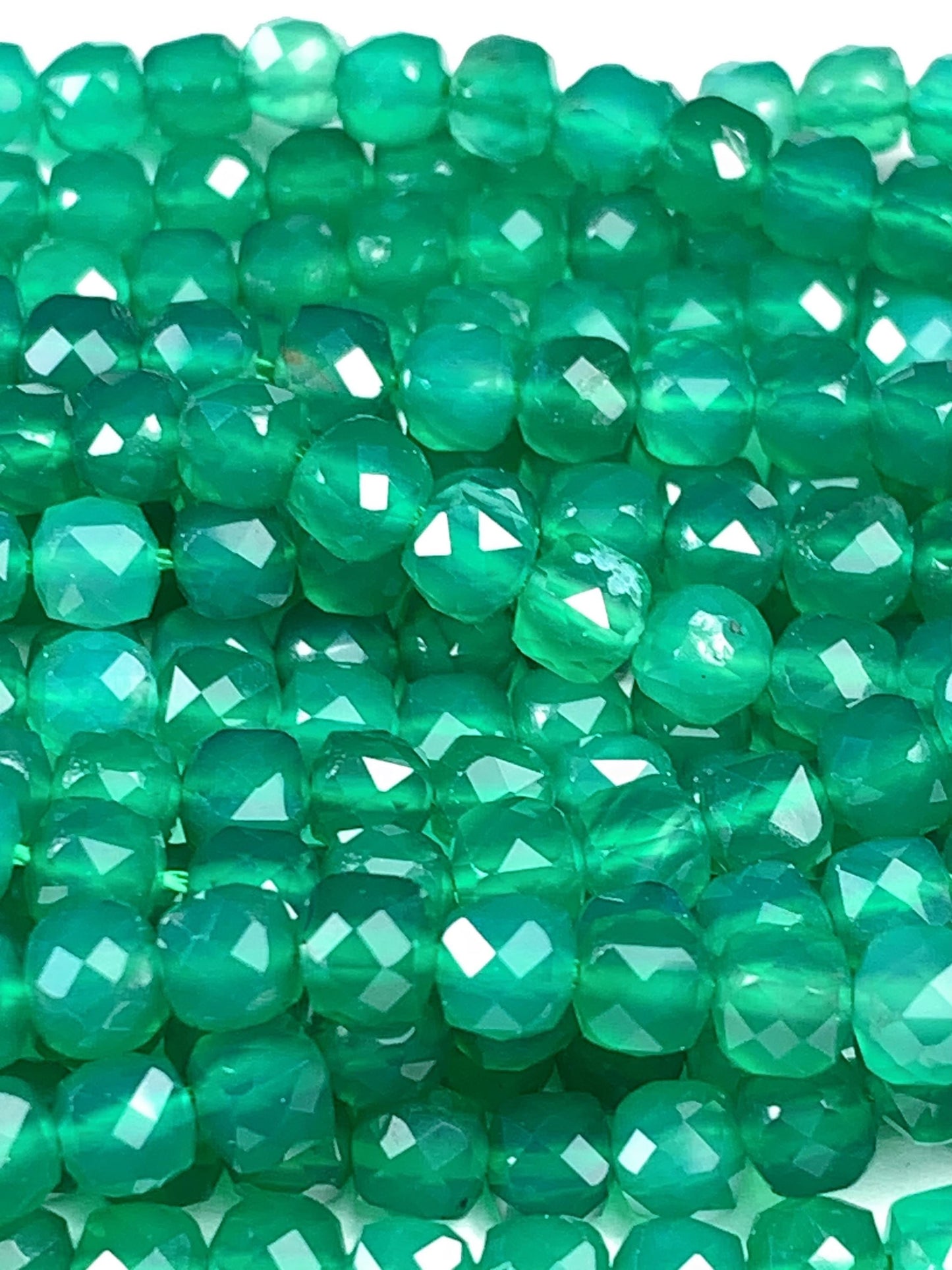 4.5mm + Very Good Quality Natural green Agate Cube Square Beads 15.5" Strand