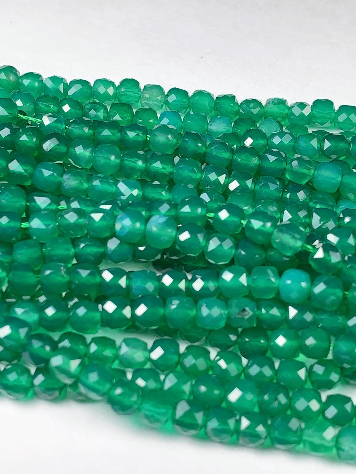 4.5mm + Very Good Quality Natural green Agate Cube Square Beads 15.5" Strand