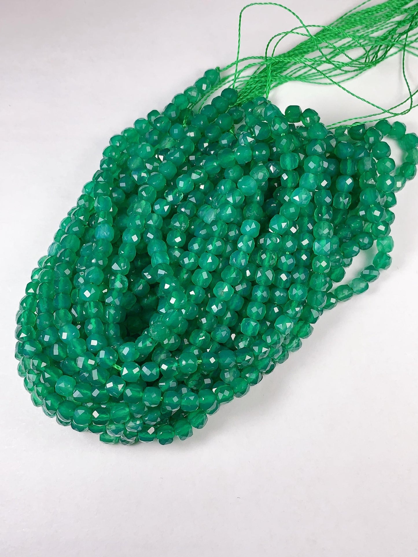 4.5mm + Very Good Quality Natural green Agate Cube Square Beads 15.5" Strand