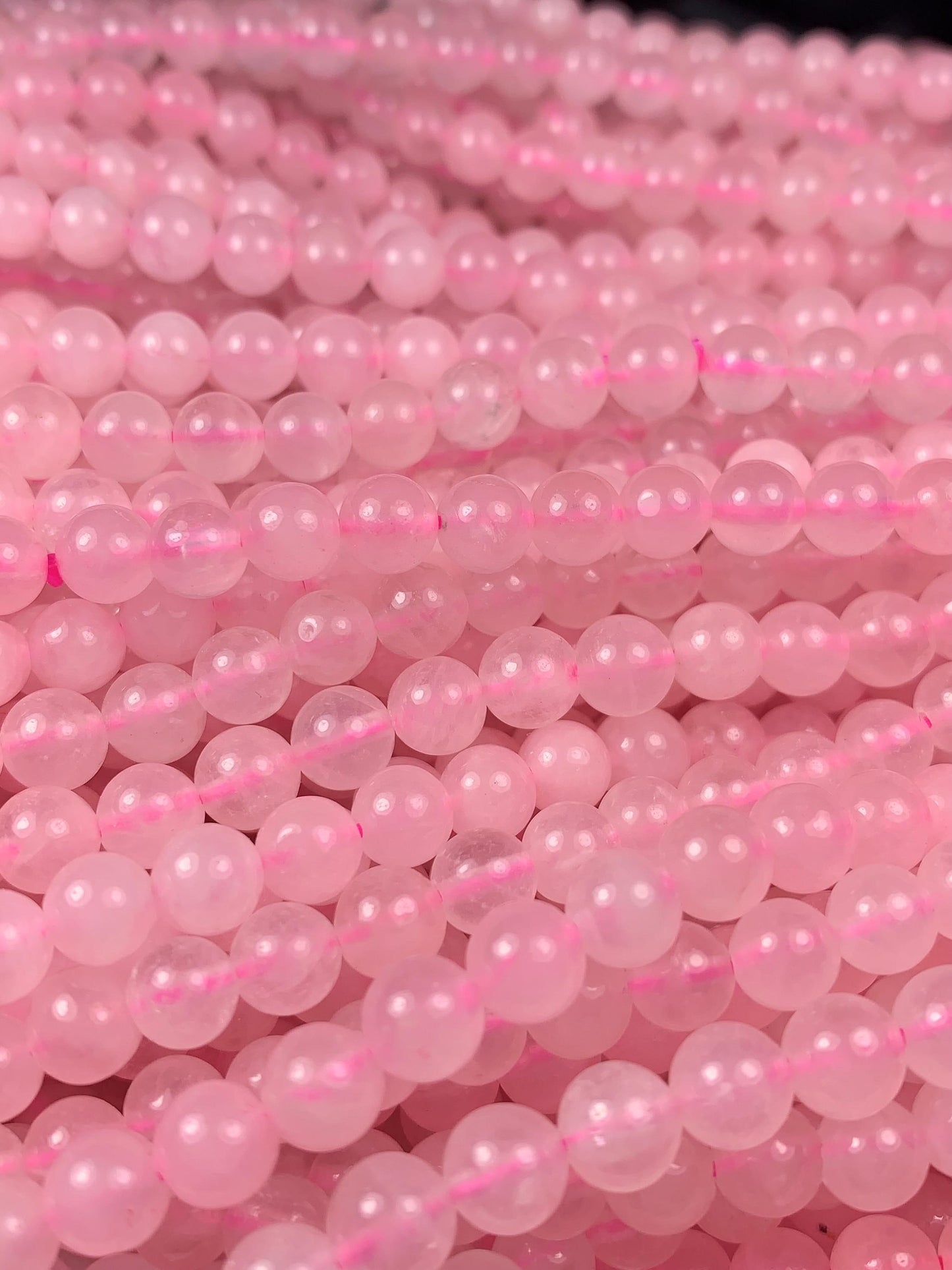 AAA Madagascar Natural Sakura Baby Pink Rose Quartz Smooth Round Beads Gemstone Strand (15.5") 4mm 6mm 8mm