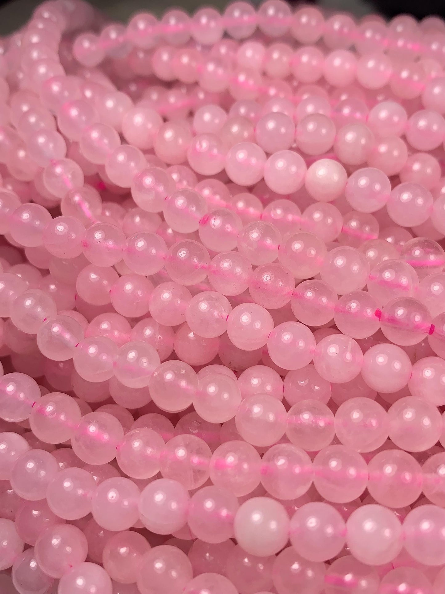 AAA Madagascar Natural Sakura Baby Pink Rose Quartz Smooth Round Beads Gemstone Strand (15.5") 4mm 6mm 8mm