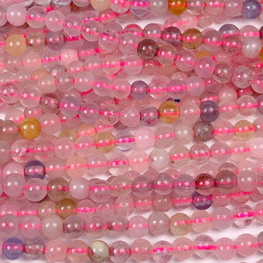 Morganite Smooth Round Beads: Natural Pink, Blue, Yellow, Green Gemstone Strand