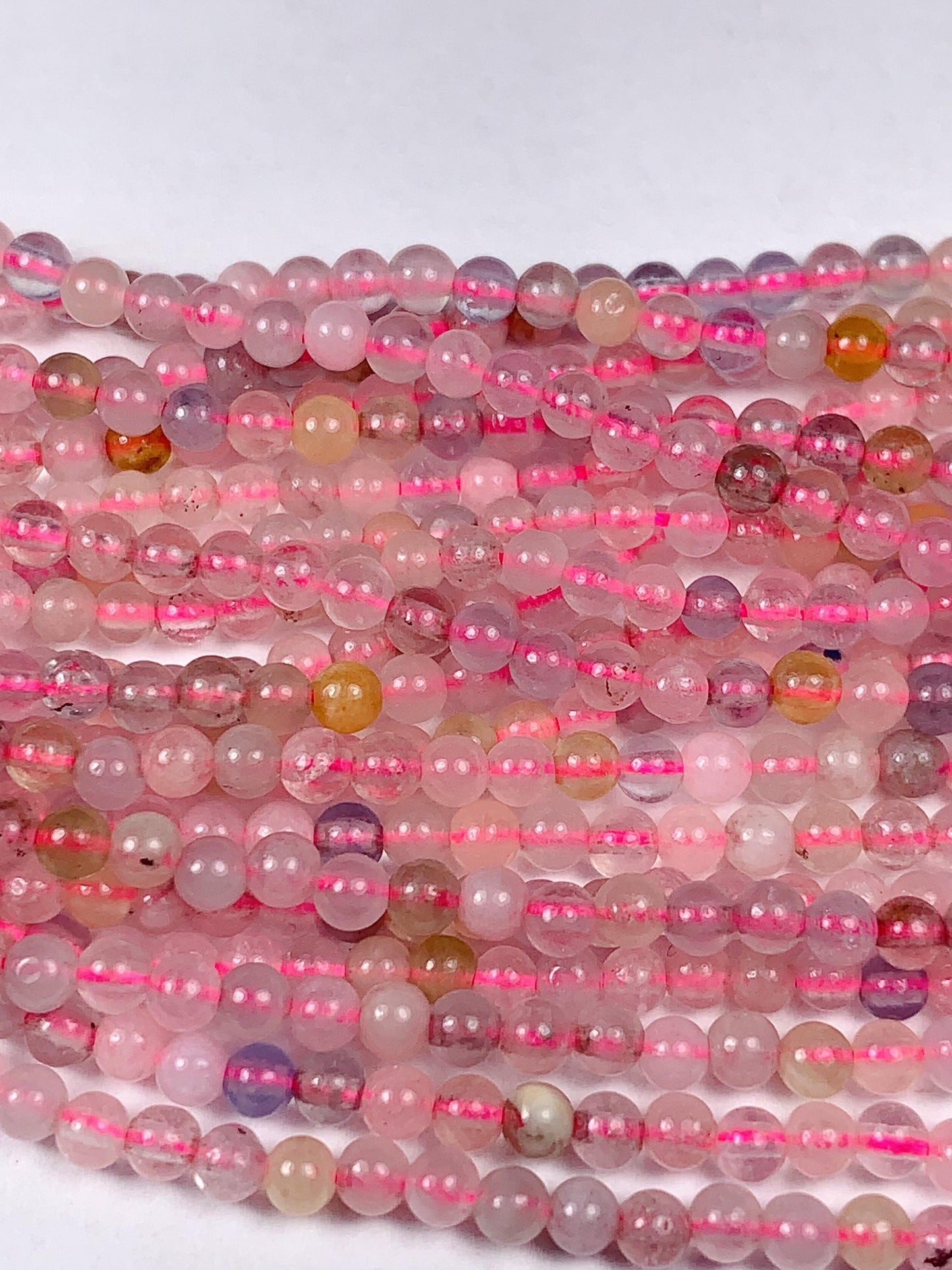 Morganite Smooth Round Beads: Natural Pink, Blue, Yellow, Green Gemstone Strand