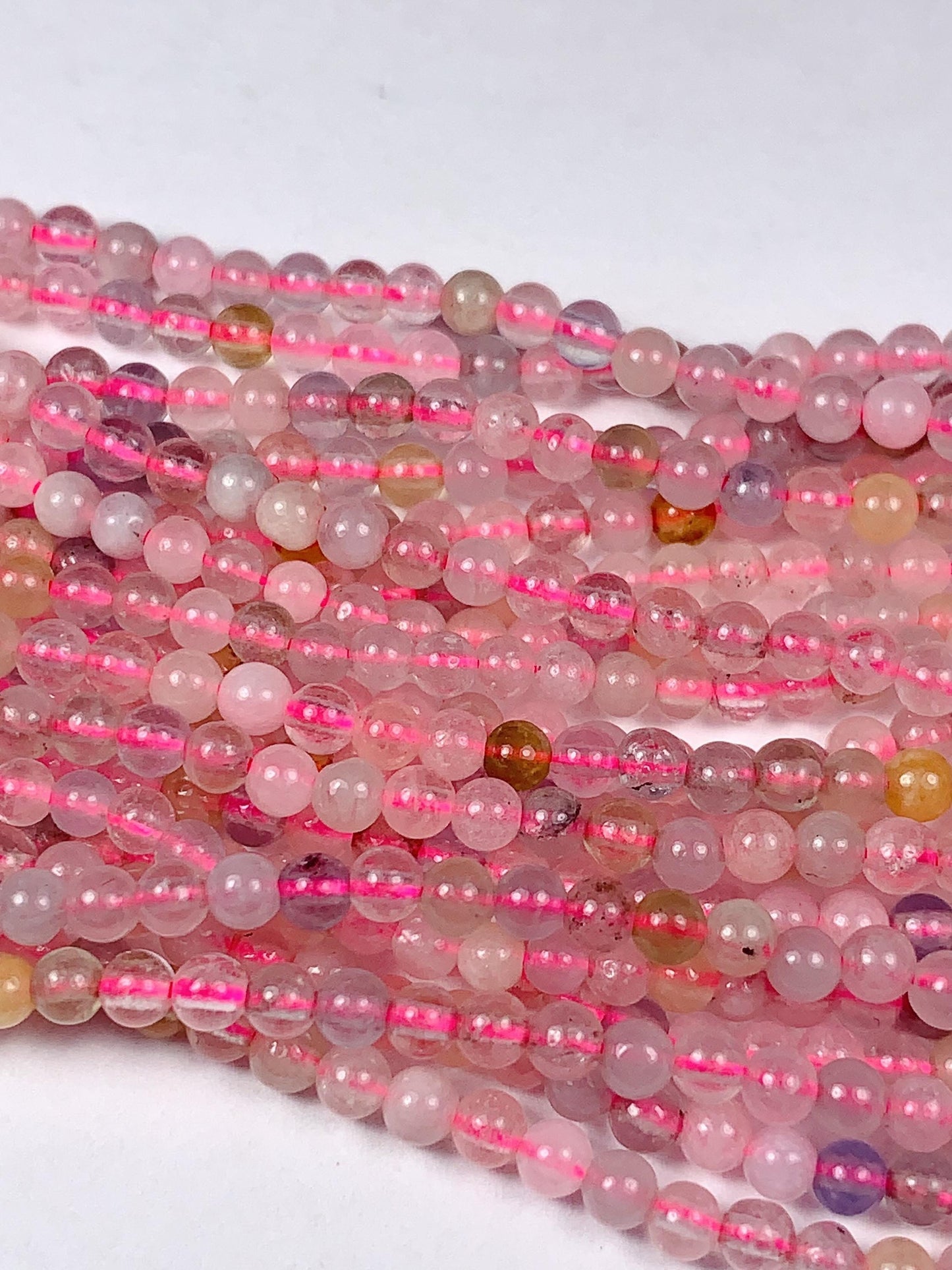 Morganite Smooth Round Beads: Natural Pink, Blue, Yellow, Green Gemstone Strand