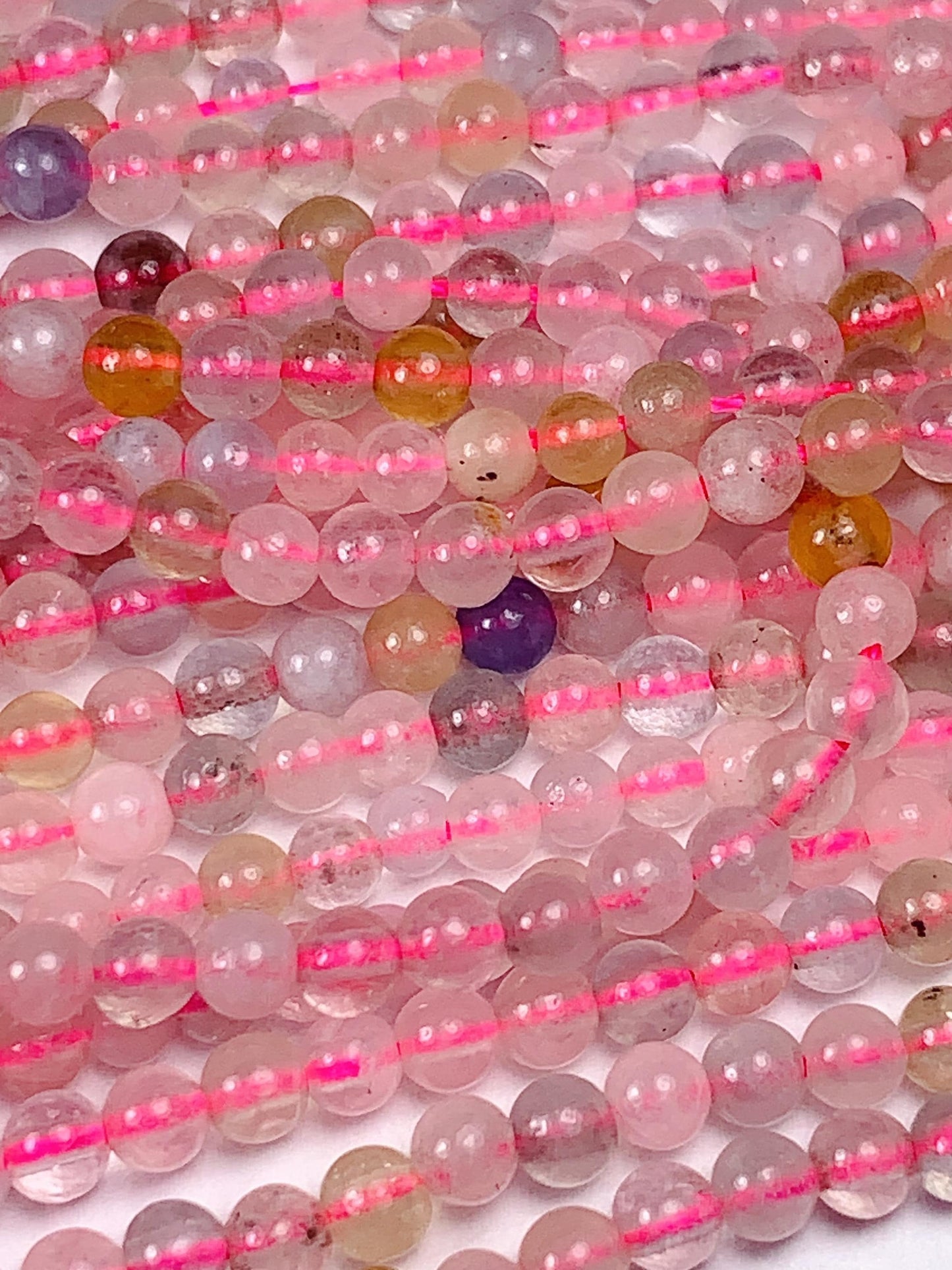 Morganite Smooth Round Beads: Natural Pink, Blue, Yellow, Green Gemstone Strand