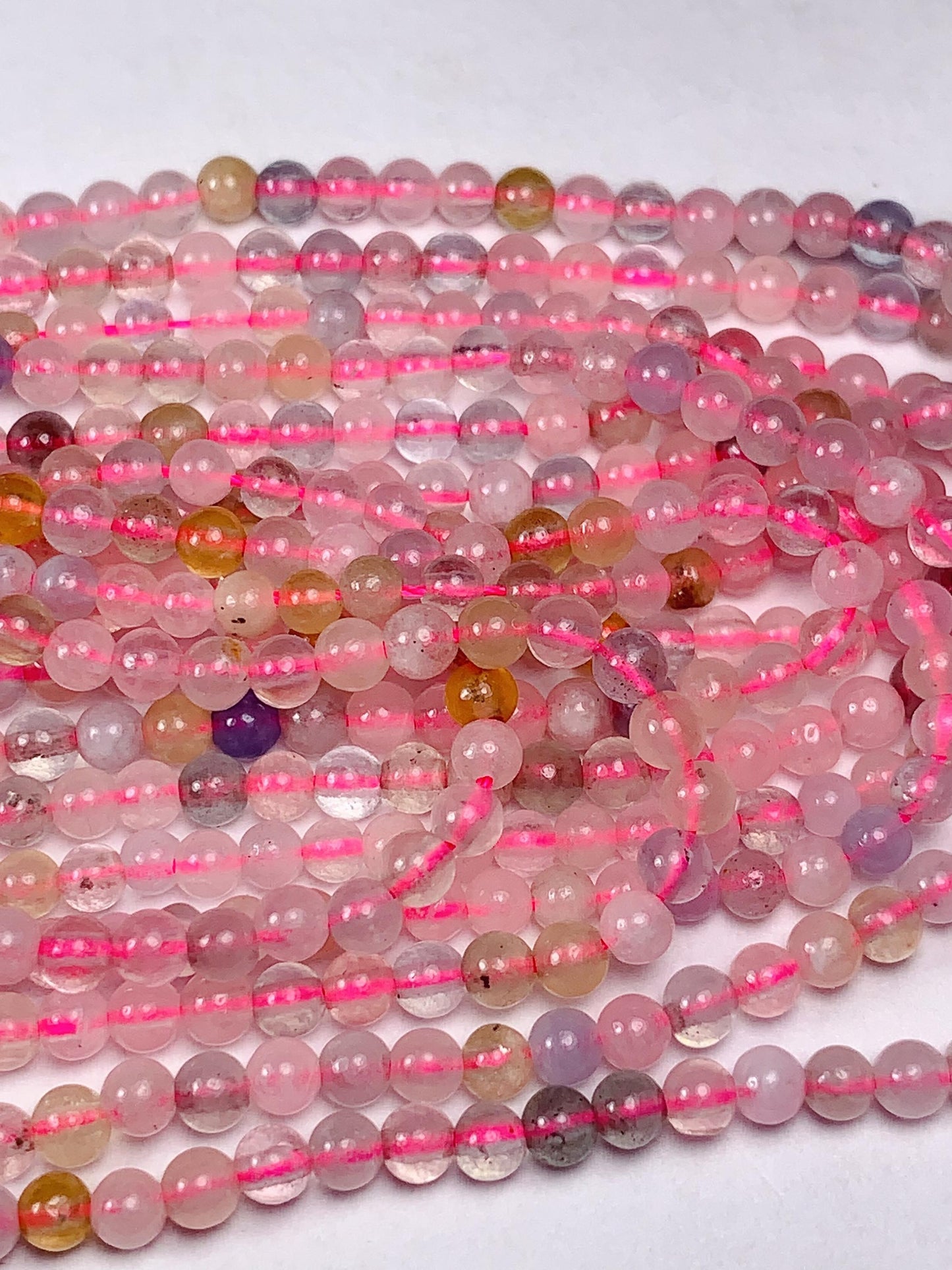 Morganite Smooth Round Beads: Natural Pink, Blue, Yellow, Green Gemstone Strand