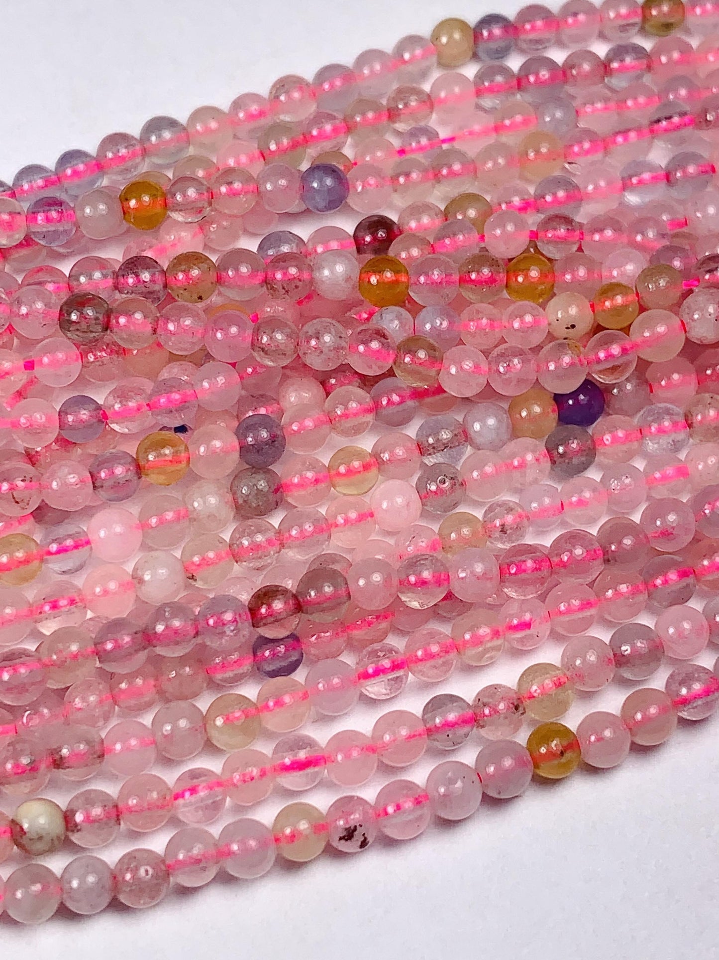 Morganite Smooth Round Beads: Natural Pink, Blue, Yellow, Green Gemstone Strand