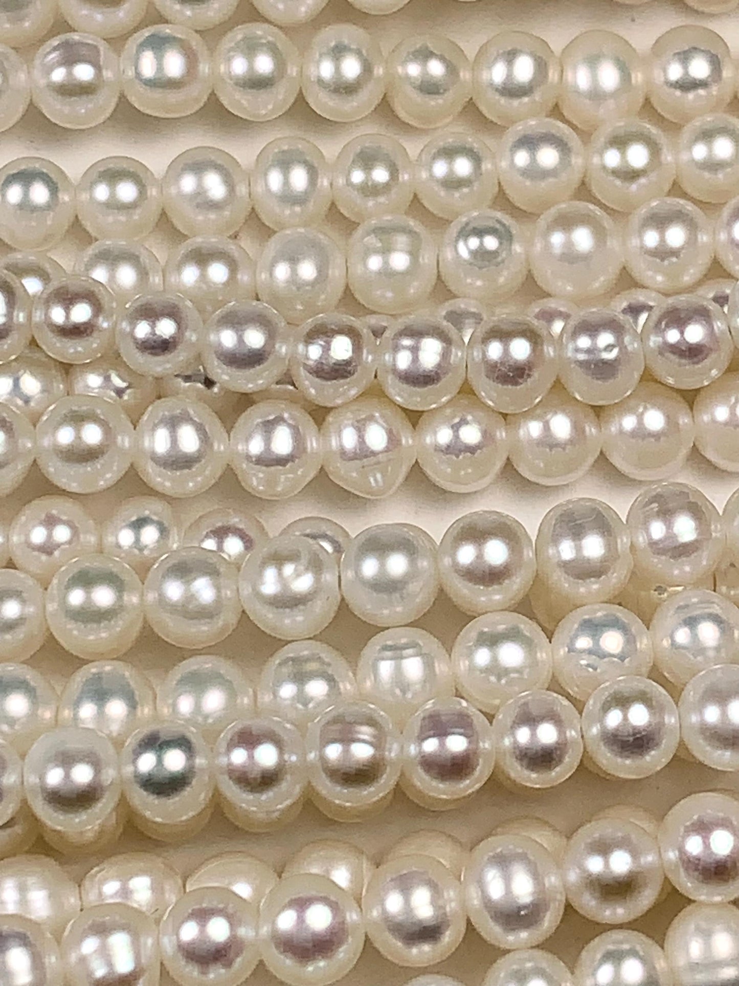 4mm Strong Luster Natural White Pearl Beads: Genuine Gemstone Strand