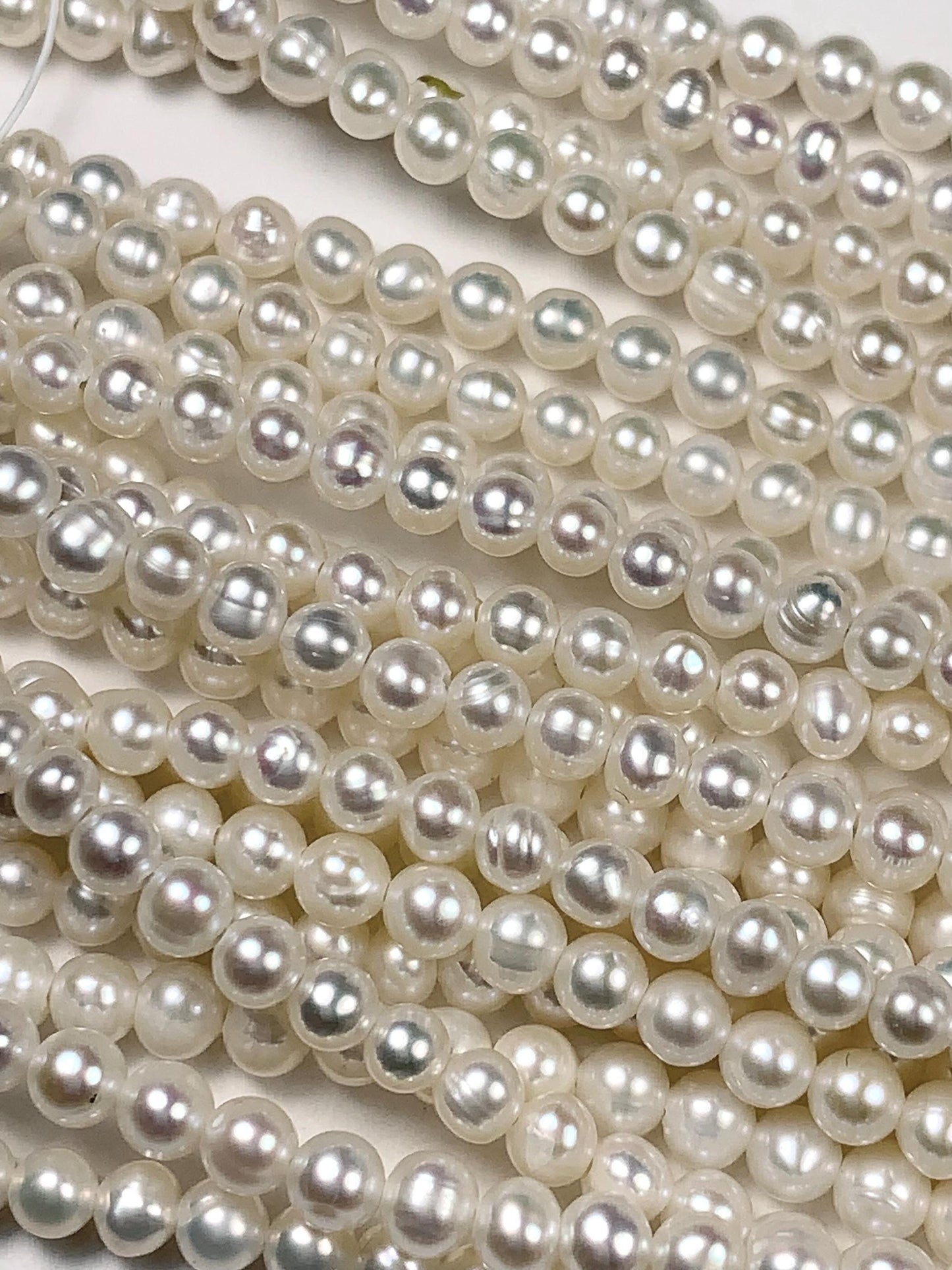 4mm Strong Luster Natural White Pearl Beads: Genuine Gemstone Strand