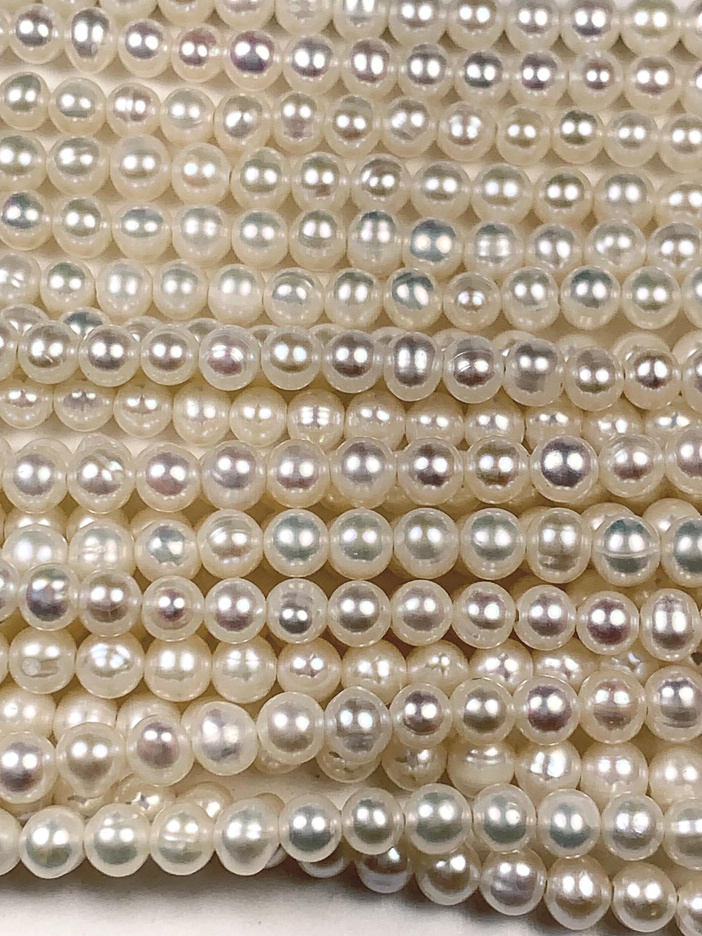 4mm Strong Luster Natural White Pearl Beads: Genuine Gemstone Strand