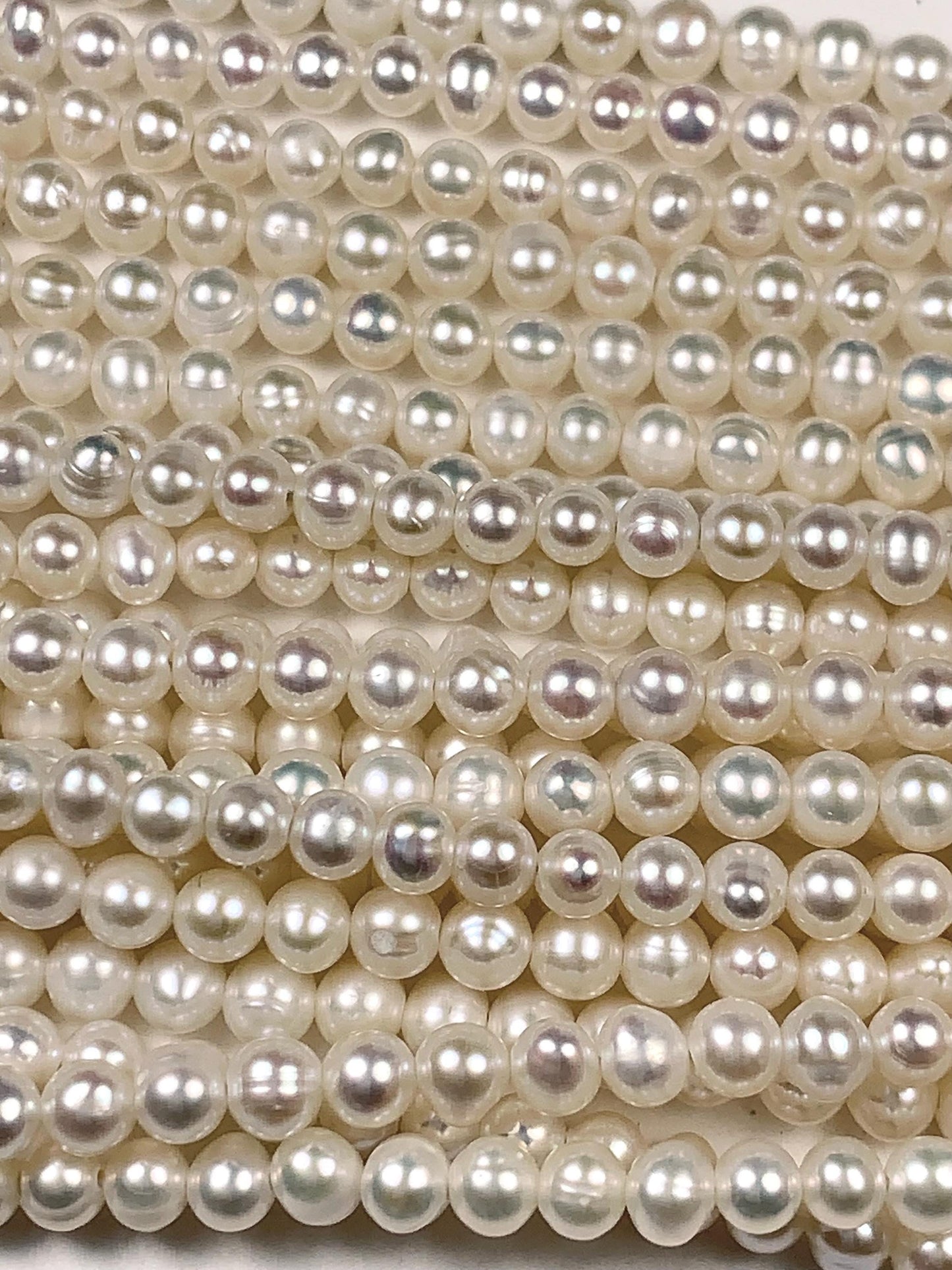 4mm Strong Luster Natural White Pearl Beads: Genuine Gemstone Strand