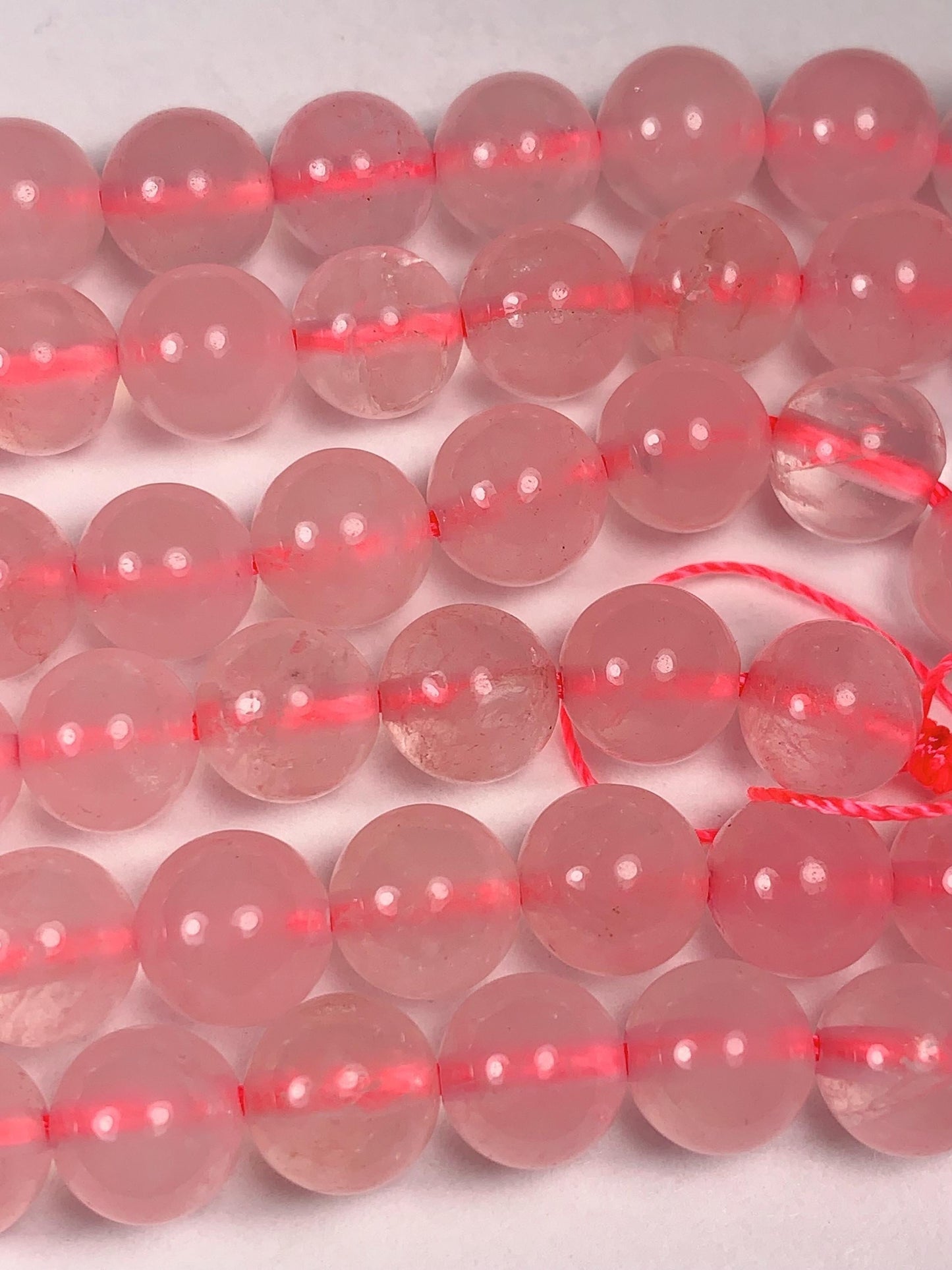 8mm Madagascar Half Translucent Pink Rose Quartz Smooth Round Beads: Natural Gemstone Strand (15")