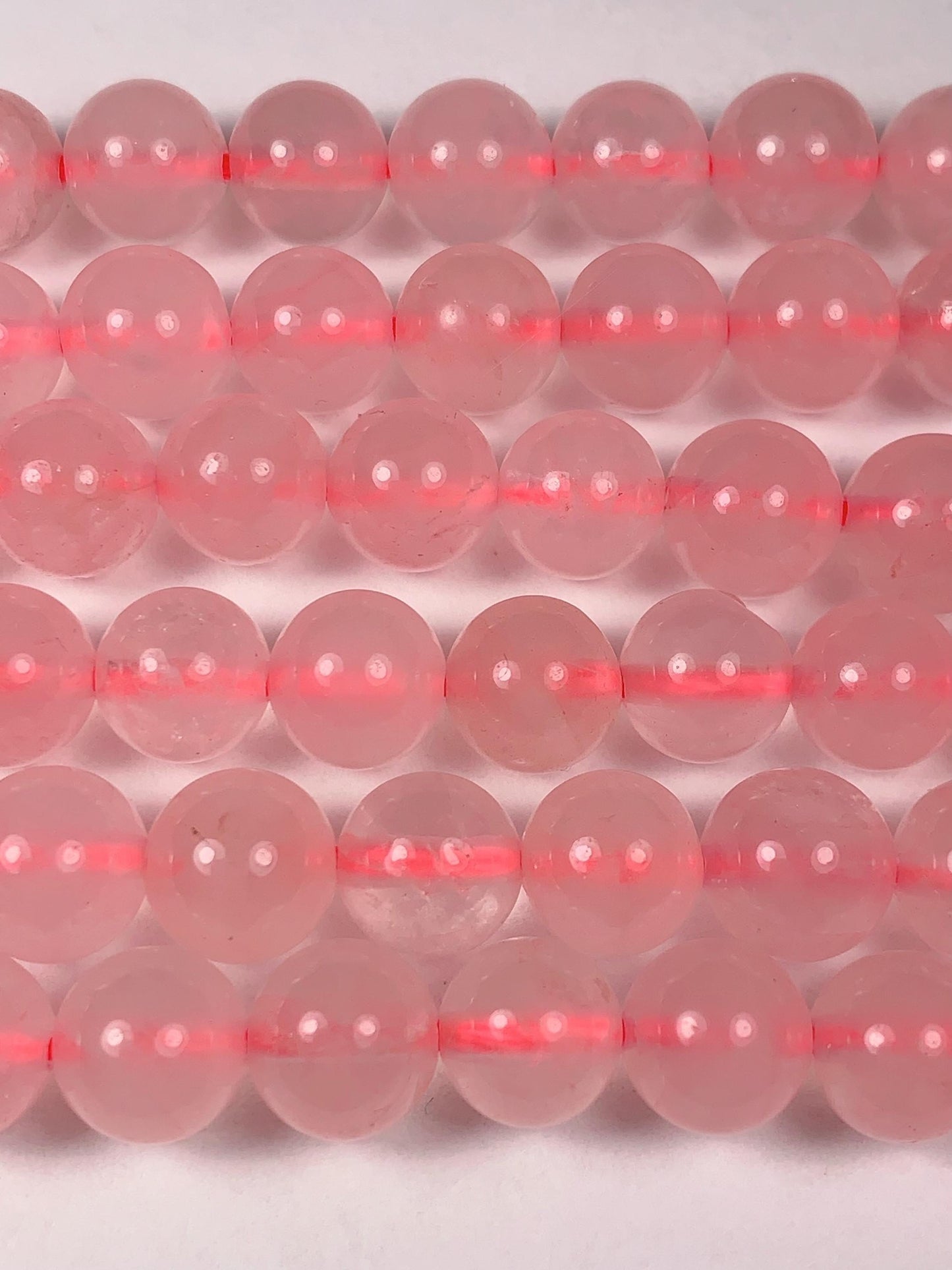 8mm Madagascar Half Translucent Pink Rose Quartz Smooth Round Beads: Natural Gemstone Strand (15")