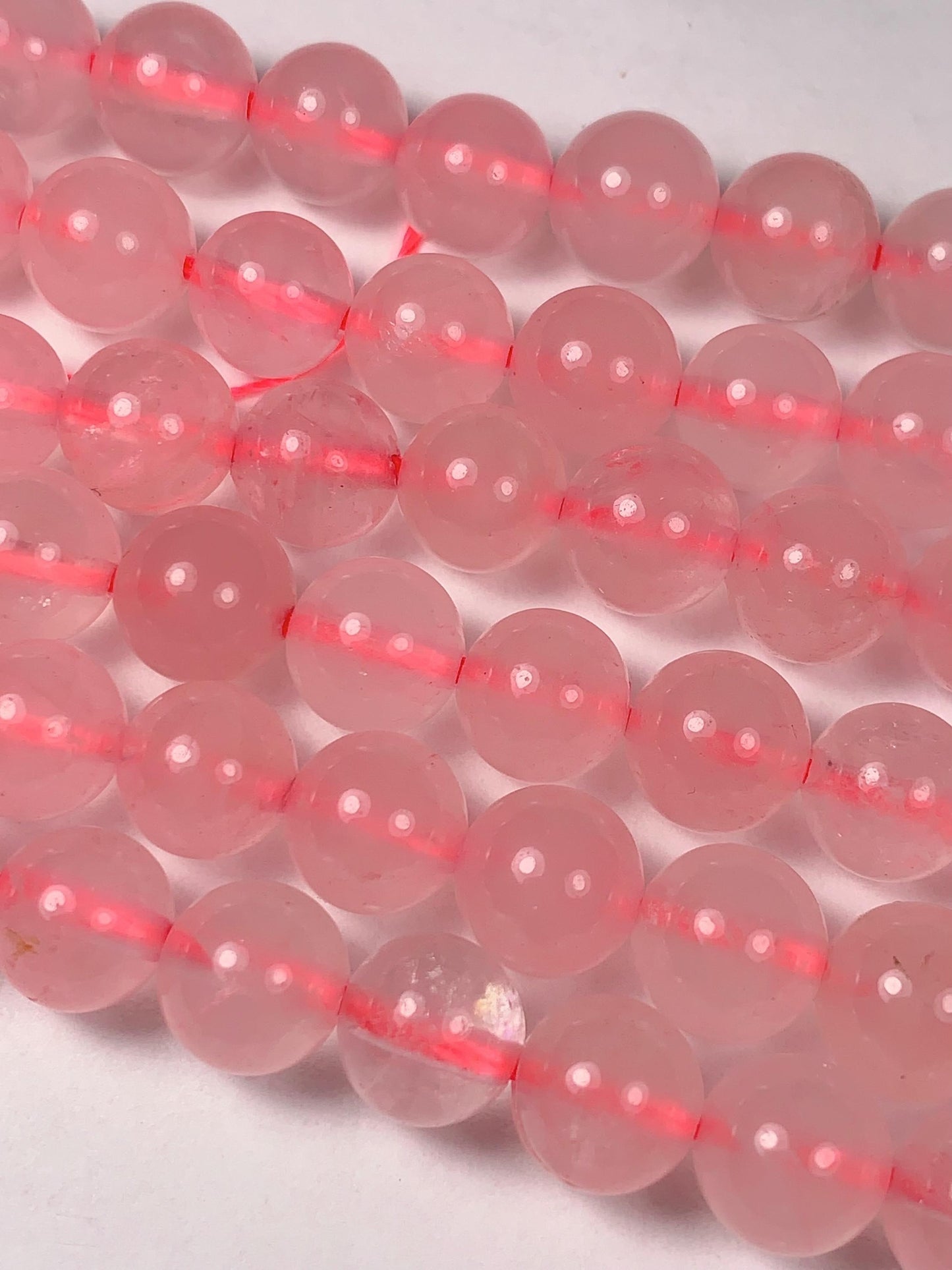 8mm Madagascar Half Translucent Pink Rose Quartz Smooth Round Beads: Natural Gemstone Strand (15")