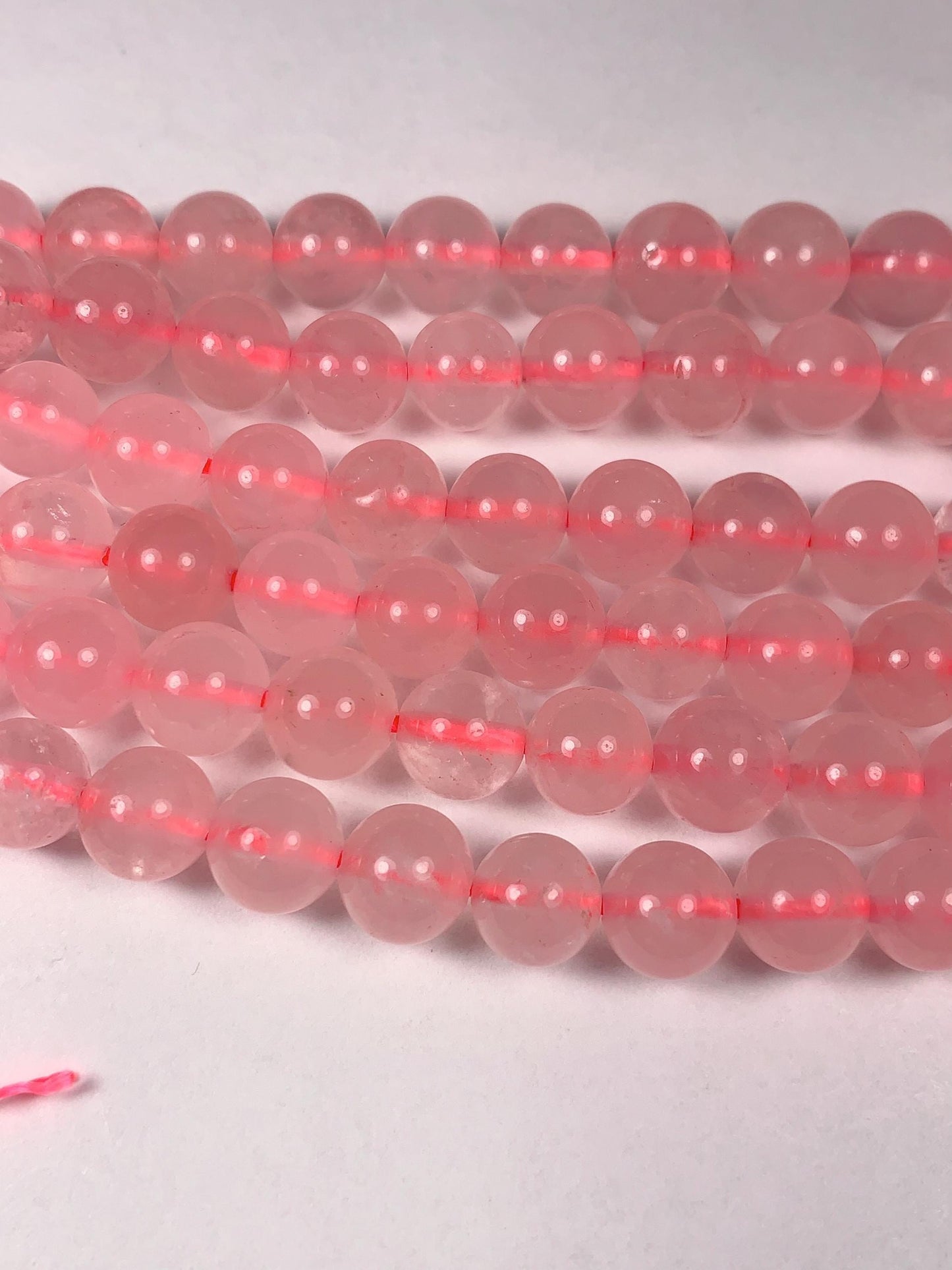 8mm Madagascar Half Translucent Pink Rose Quartz Smooth Round Beads: Natural Gemstone Strand (15")