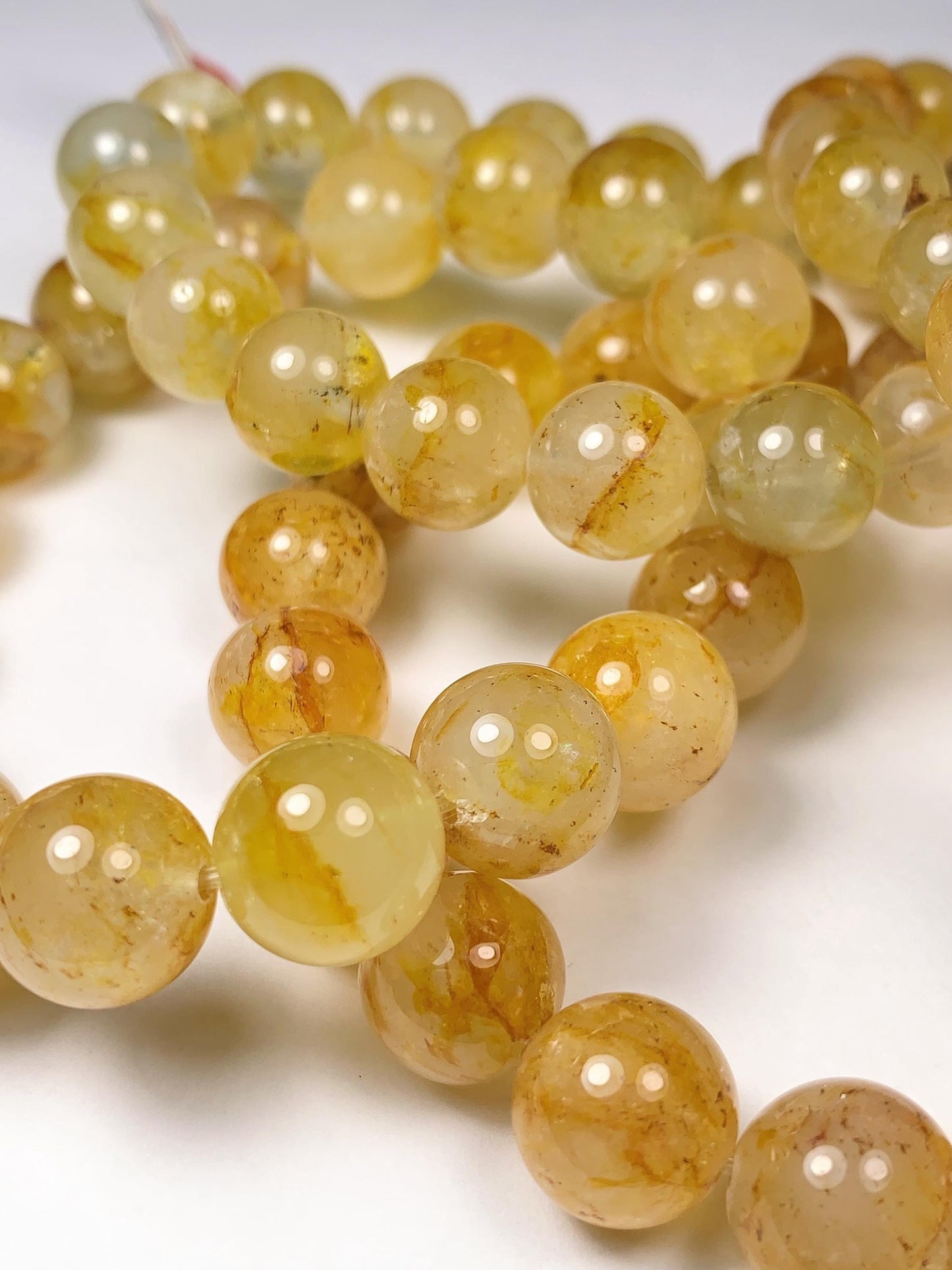 Gold Yellow half transparent Topaz stretch Bracelet:  Natural Genuine Smooth Round Gemstone high quality