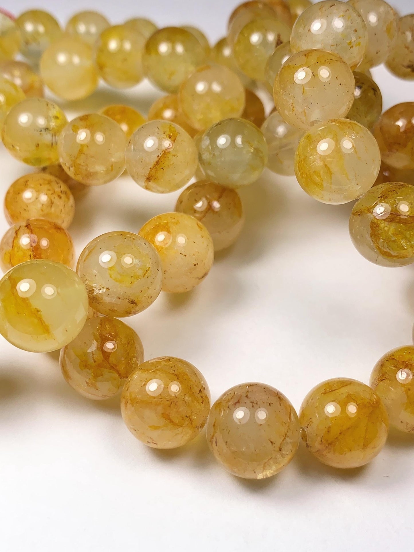 Gold Yellow half transparent Topaz stretch Bracelet:  Natural Genuine Smooth Round Gemstone high quality