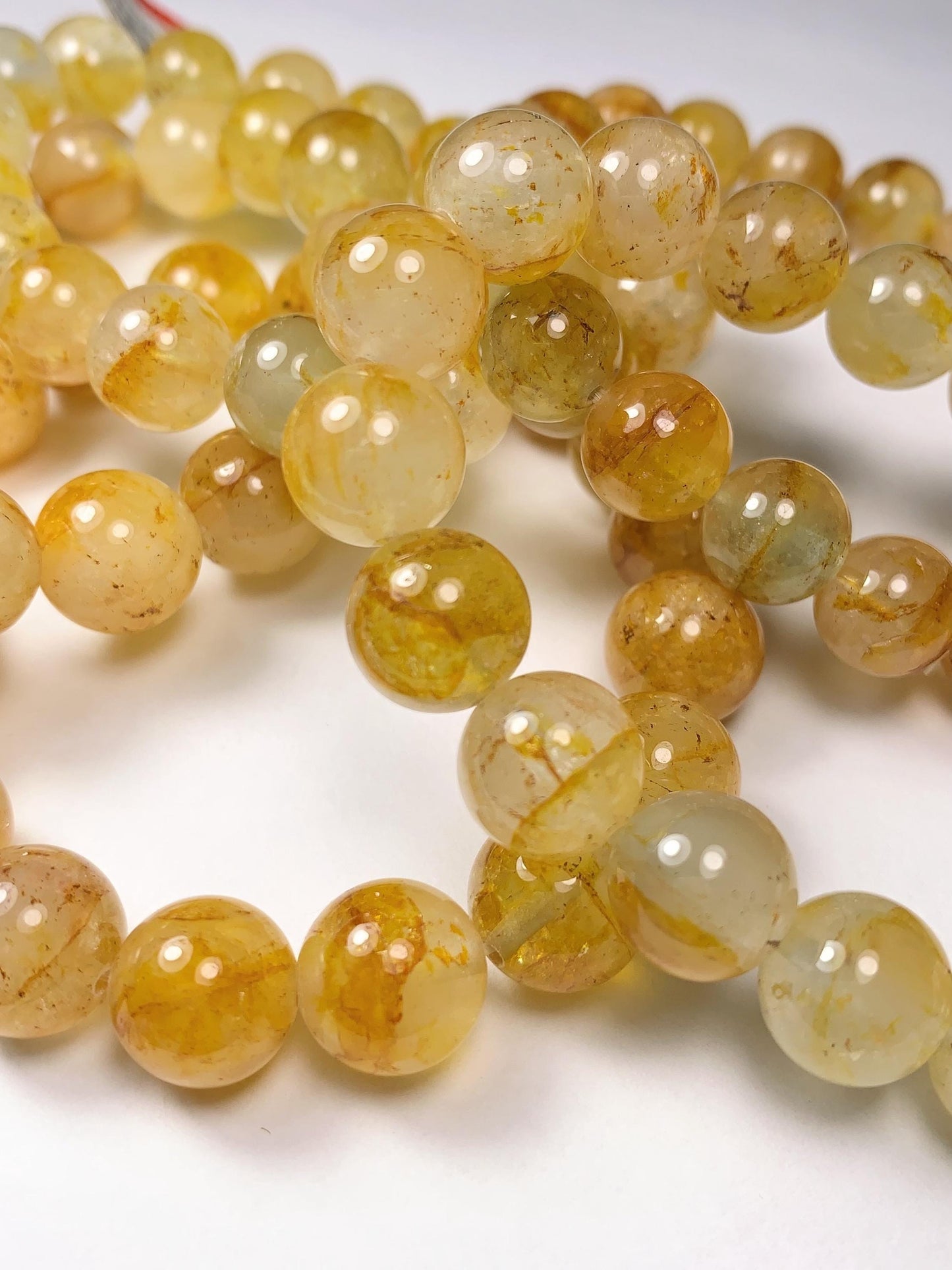 Gold Yellow half transparent Topaz stretch Bracelet:  Natural Genuine Smooth Round Gemstone high quality