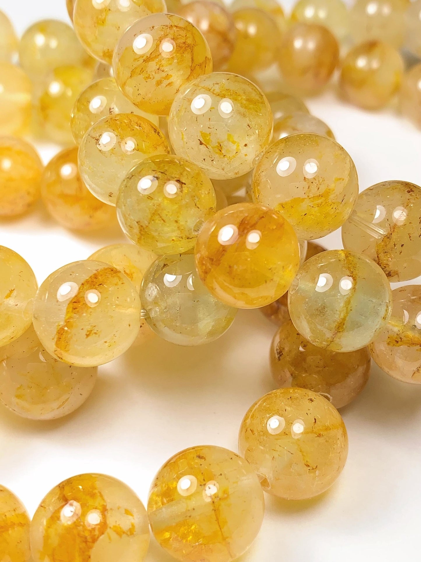 Gold Yellow half transparent Topaz stretch Bracelet:  Natural Genuine Smooth Round Gemstone high quality