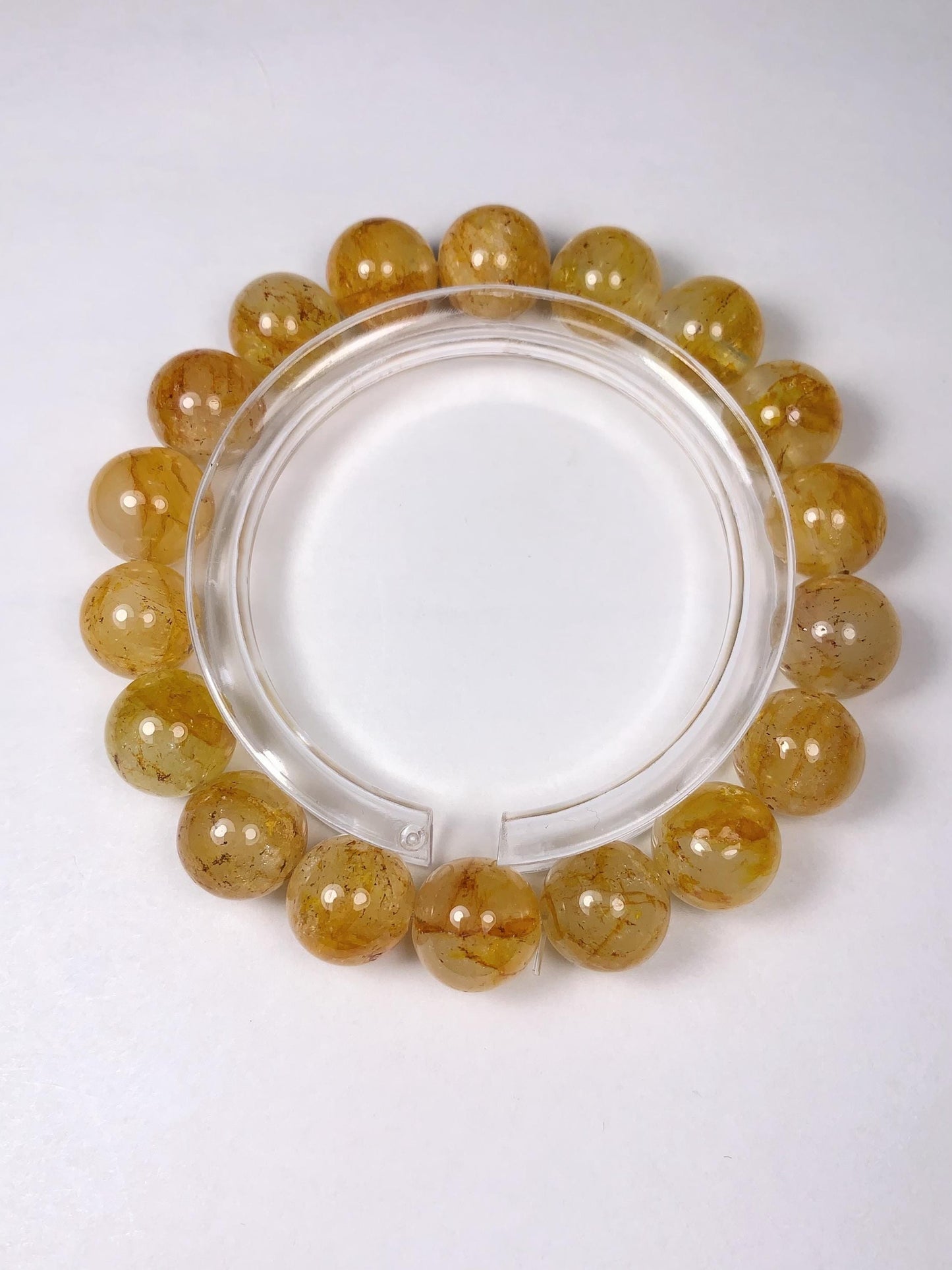 Gold Yellow half transparent Topaz stretch Bracelet:  Natural Genuine Smooth Round Gemstone high quality