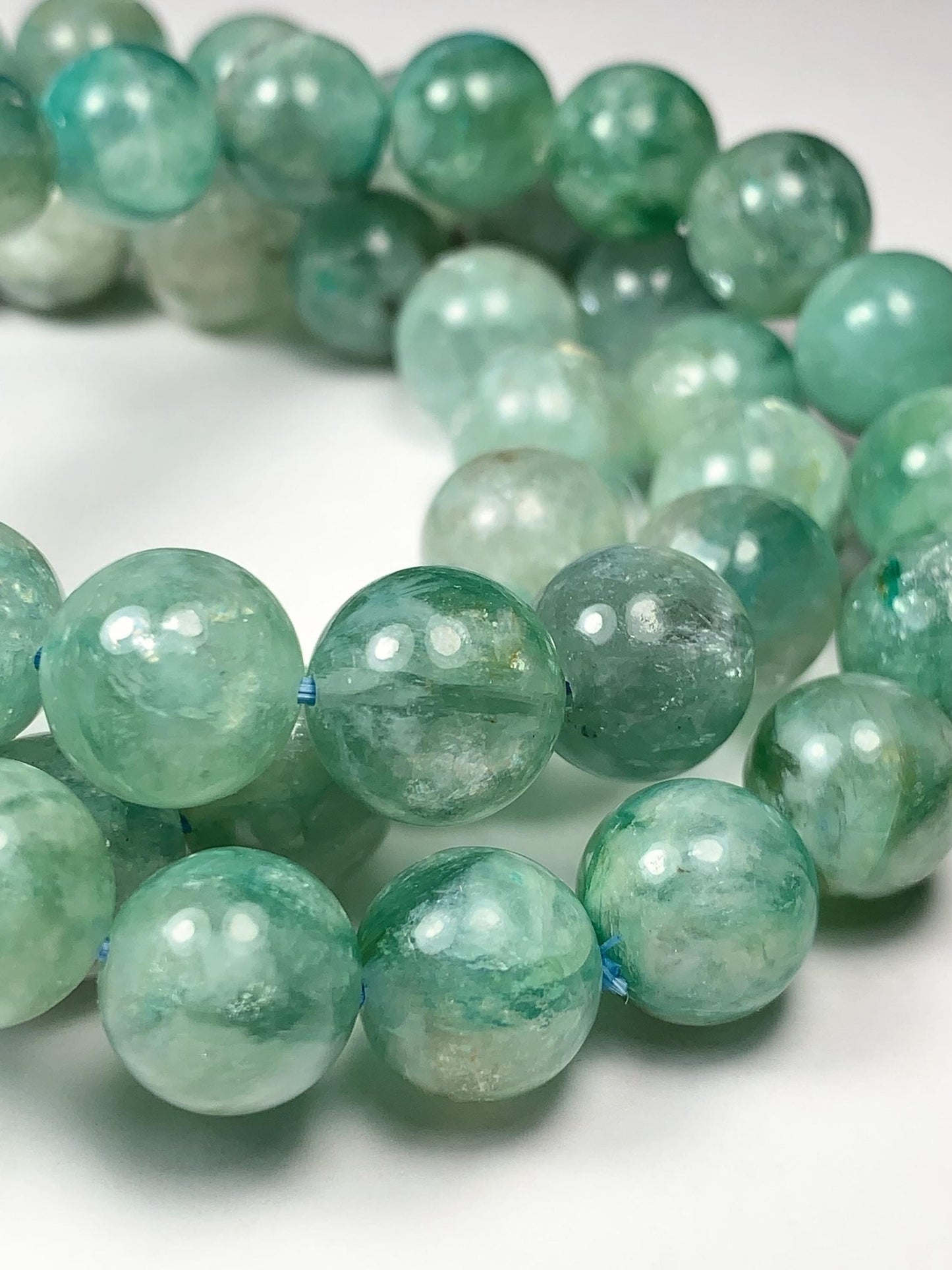 Green Natural Lepidolite Stretches Bracelet:  Gemstone, Smooth Round Beads