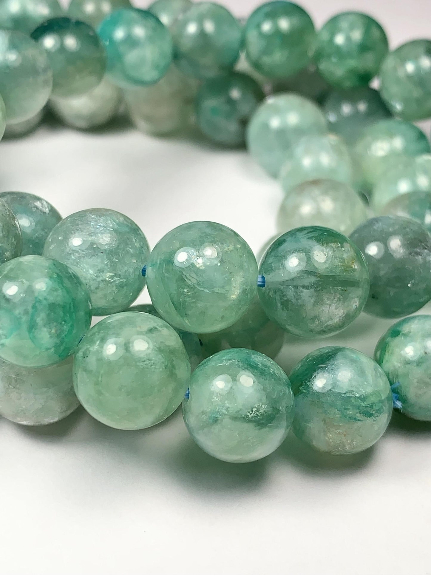 Green Natural Lepidolite Stretches Bracelet:  Gemstone, Smooth Round Beads
