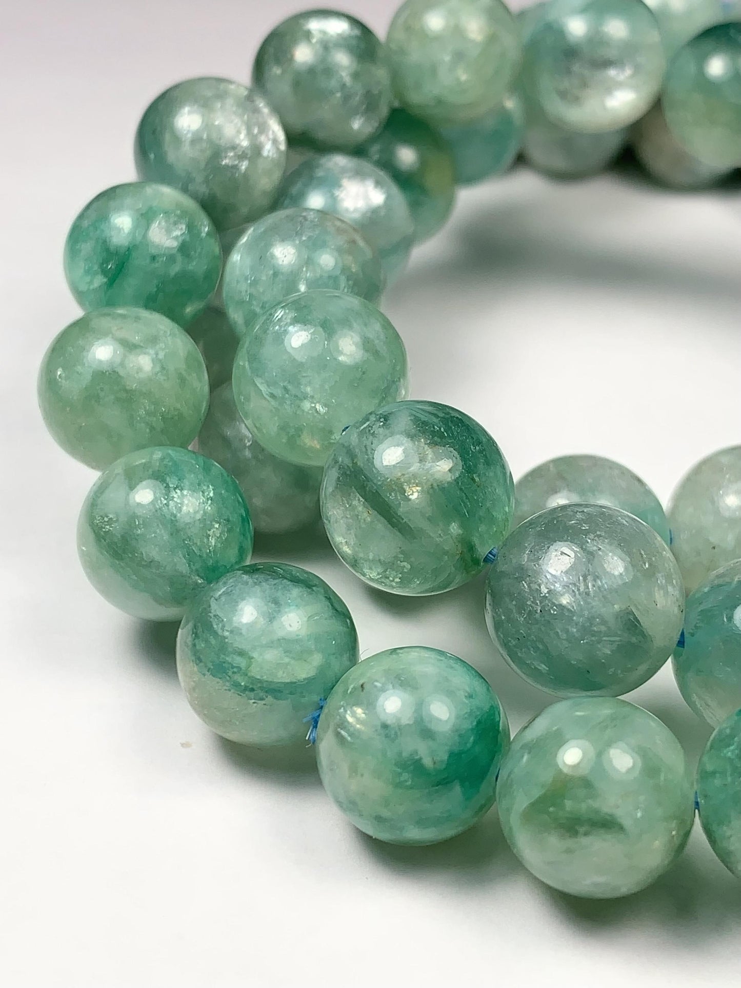 Green Natural Lepidolite Stretches Bracelet:  Gemstone, Smooth Round Beads