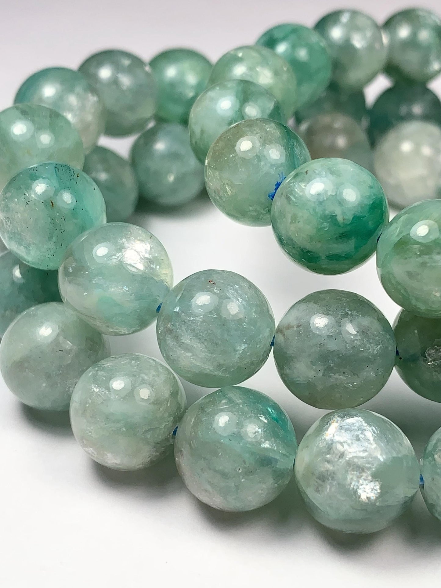 Green Natural Lepidolite Stretches Bracelet:  Gemstone, Smooth Round Beads