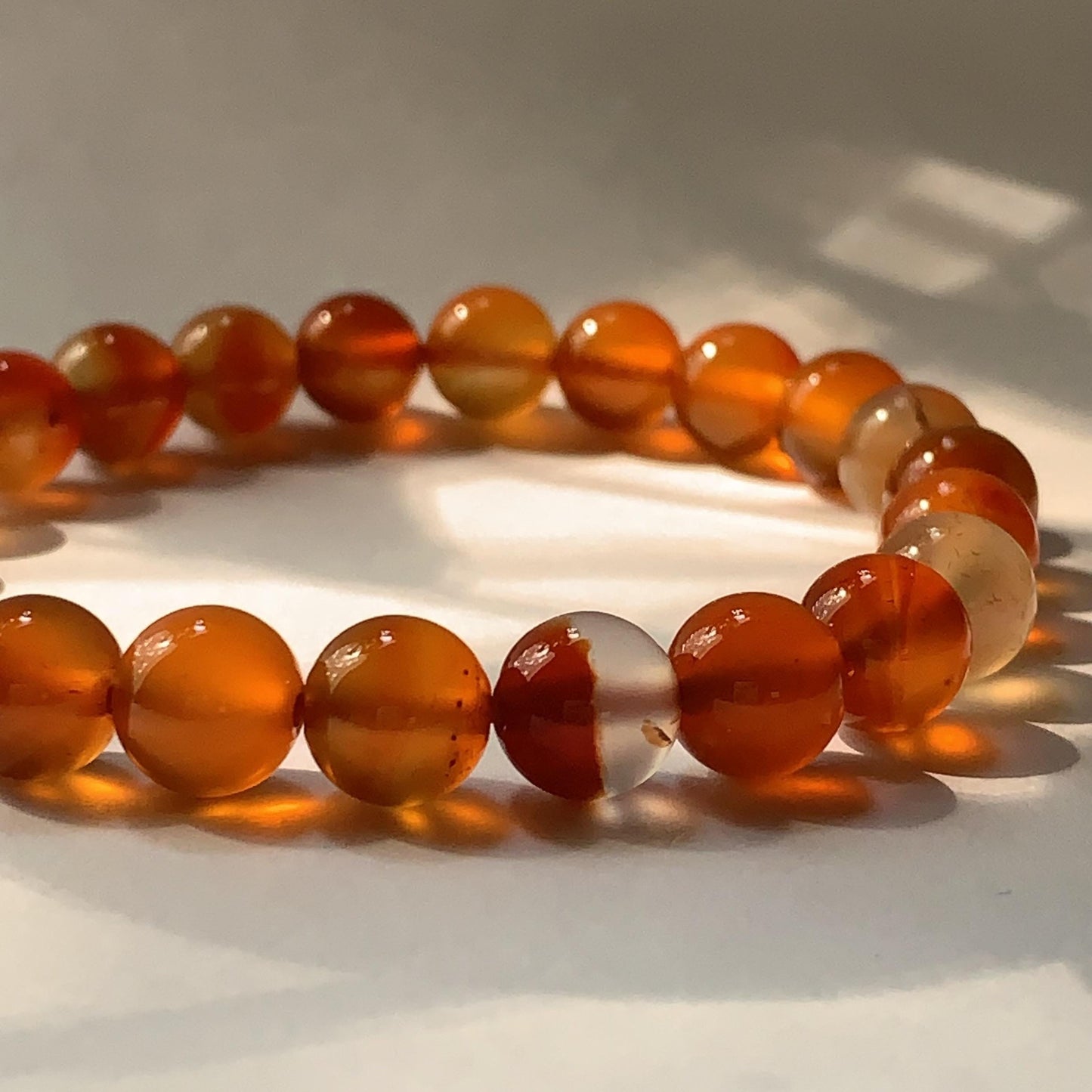 Orange Agate Stretch Bracelet: AAA Grade Gemstone, Handmade in USA