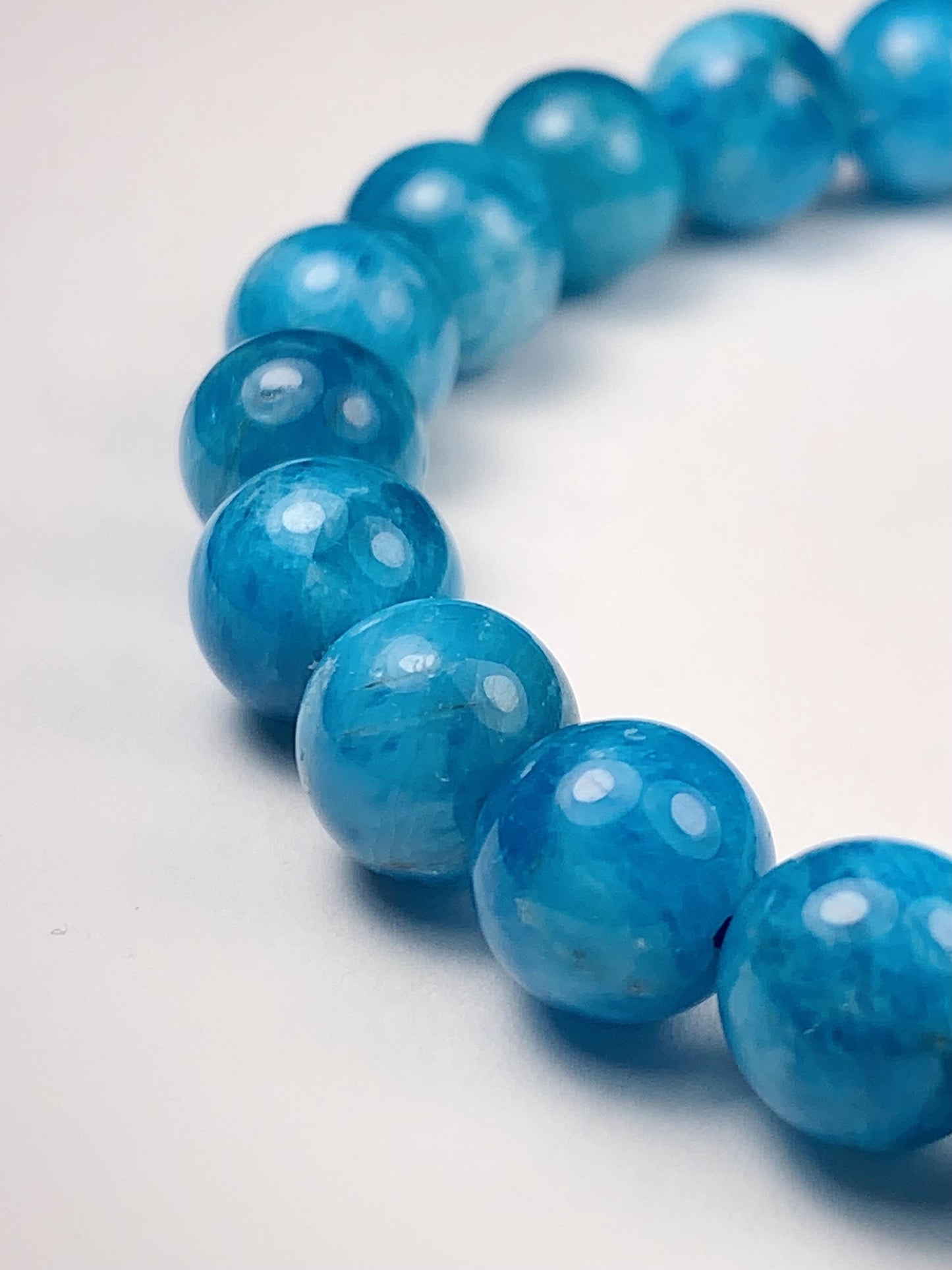 Natural Blue Apatite Bracelet: 8mm Gemstone Beads, PhoebeArt Design