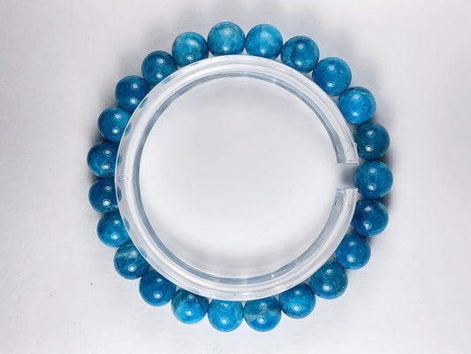 Natural Blue Apatite Bracelet: 8mm Gemstone Beads, PhoebeArt Design
