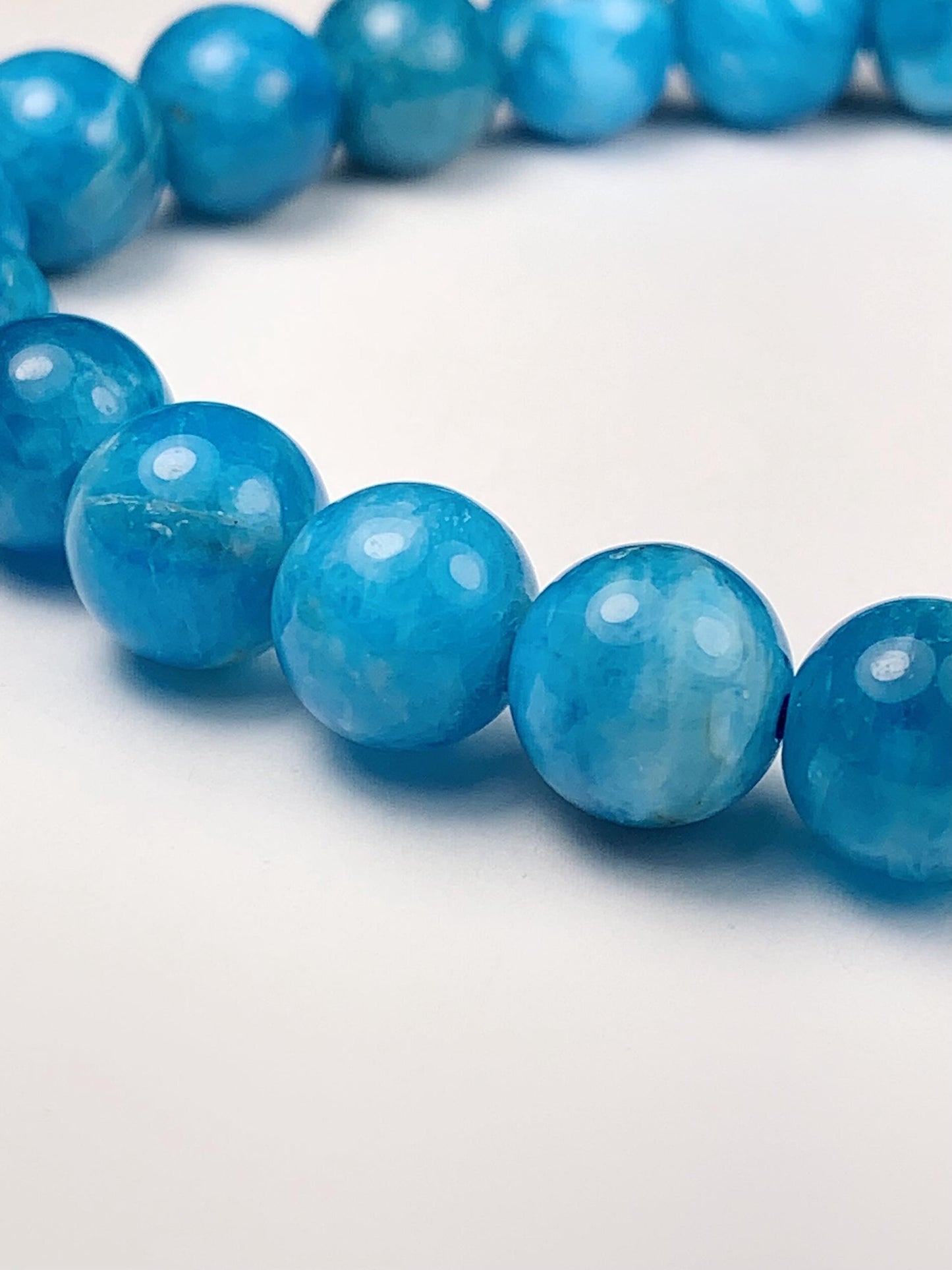 Natural Blue Apatite Bracelet: 8mm Gemstone Beads, PhoebeArt Design