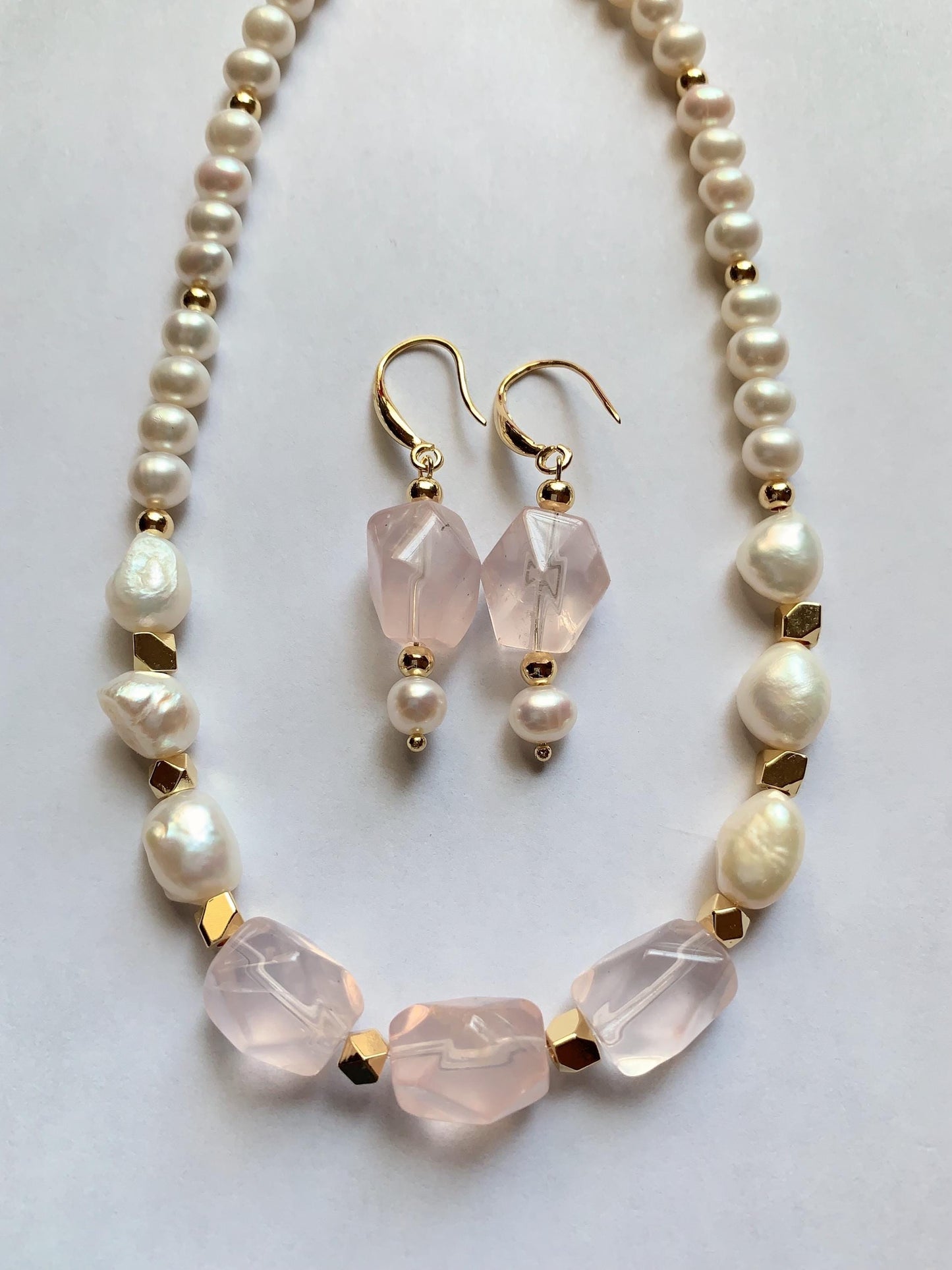 Freshwater Pearl Necklace: 14K Gold Filled Star Moon Charm