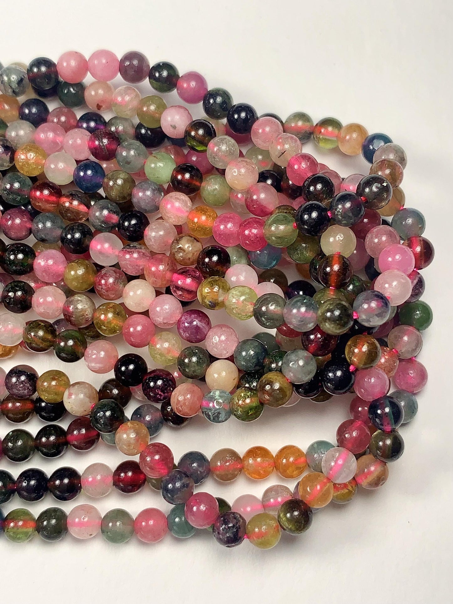 3mm half transparent Rainbow Tourmaline Smooth Round Beads: Natural Gemstone Strand 15.2