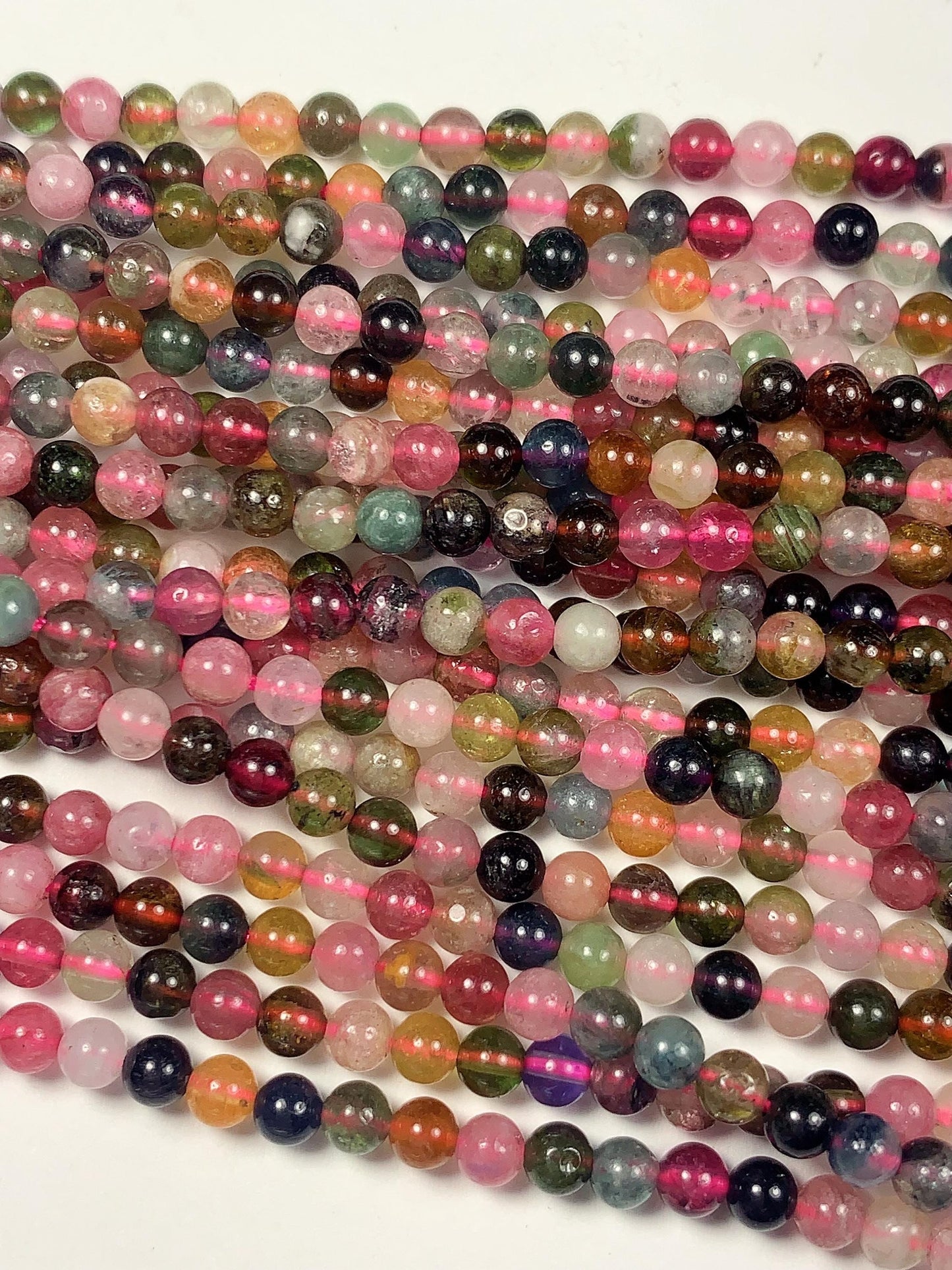 3mm half transparent Rainbow Tourmaline Smooth Round Beads: Natural Gemstone Strand 15.2