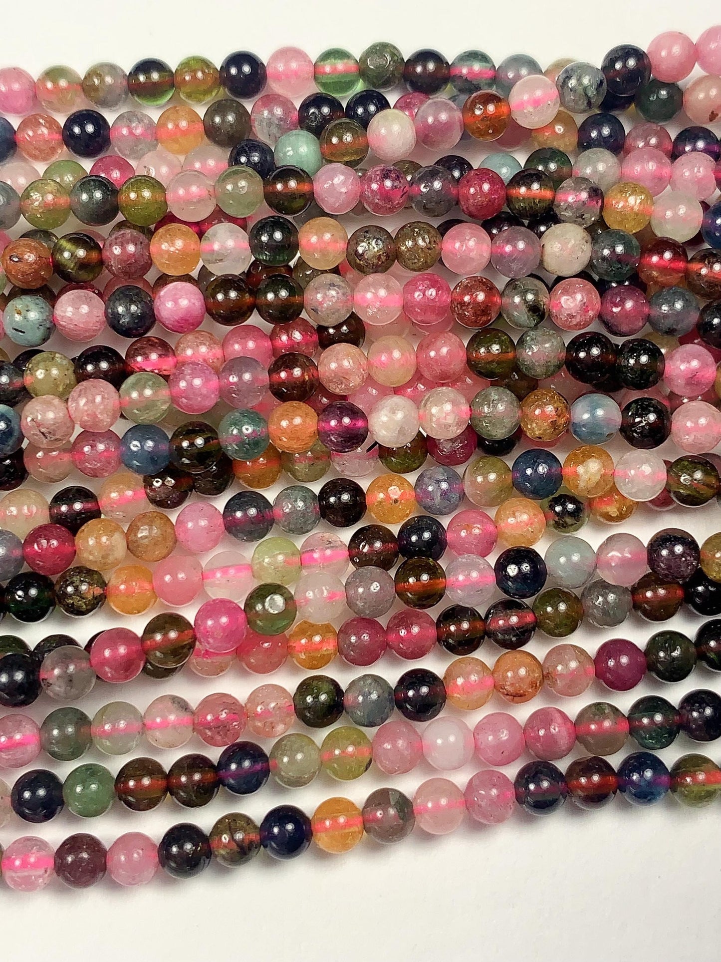 3mm half transparent Rainbow Tourmaline Smooth Round Beads: Natural Gemstone Strand 15.2