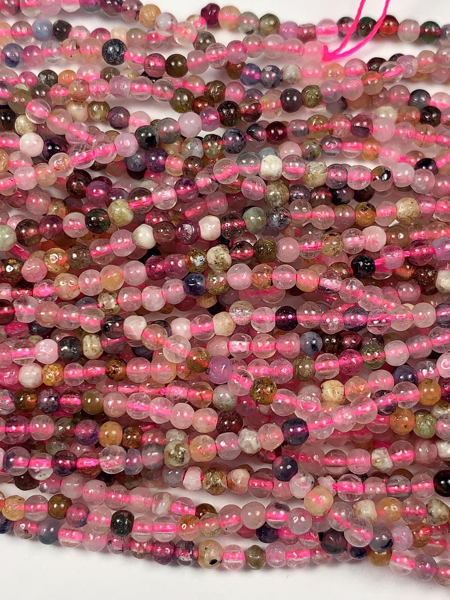 5mm Rainbow Tourmaline Smooth Round Beads: Natural Gemstone Strand 15.2