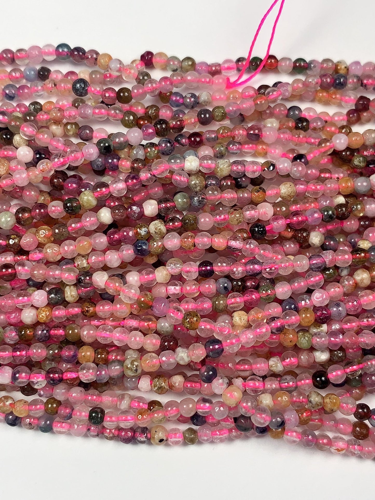 5mm Rainbow Tourmaline Smooth Round Beads: Natural Gemstone Strand 15.2